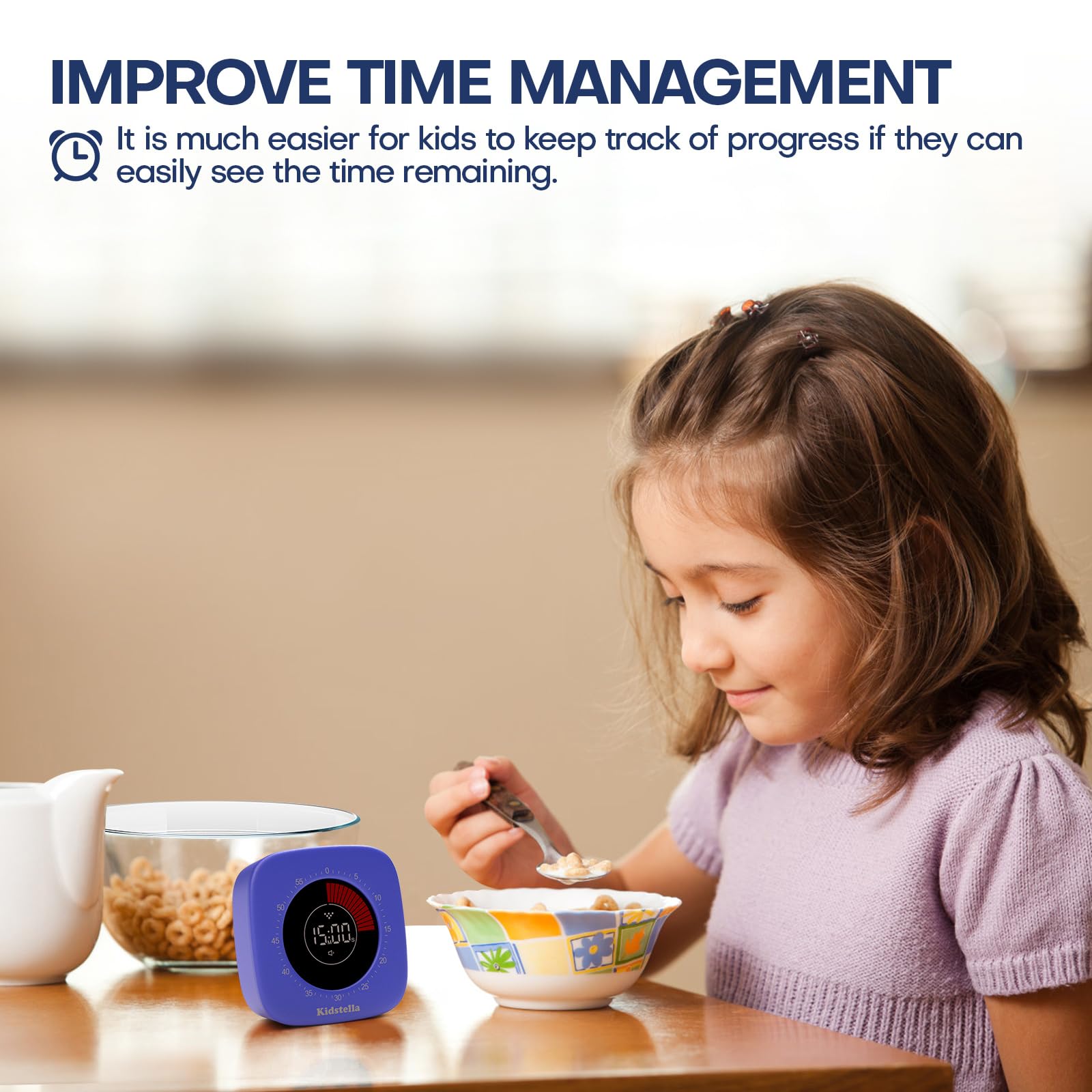 Rechargeable 60-Minute Visual Timer for Kids & Adults - 4 Alarm Modes, Silent Operation Pomodoro Timer for Classroom, Kitchen, Office - Autism & ADHD Focus Tool (Navy Blue) | Perfect for Time Management, Homework, Cooking & Productivity Tasks