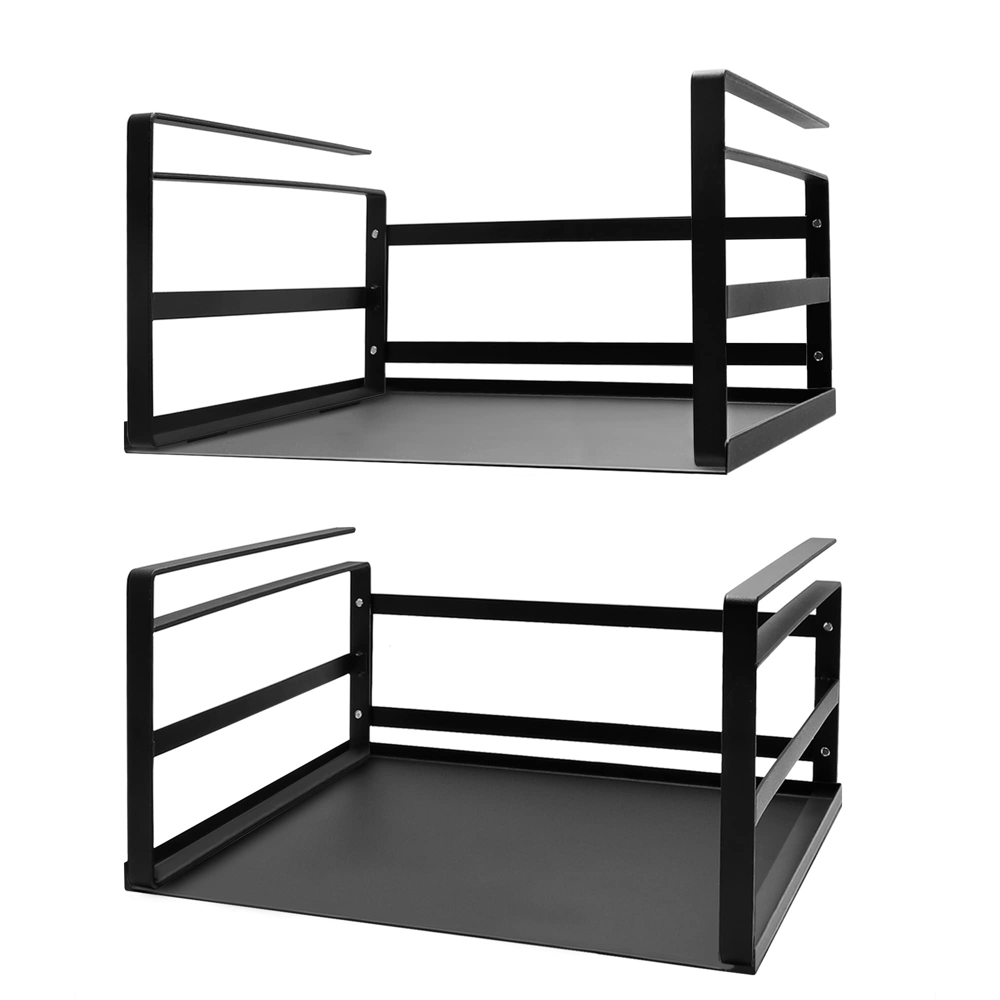 2-Pack Under Shelf Storage Baskets - Heavy Duty Slide-in Organizer for Kitchen, Pantry, Cabinet & Office | Space Saving Hanging Holder for Books, Spices & Supplies | Black (Perfect for Small Spaces & Home Organization)