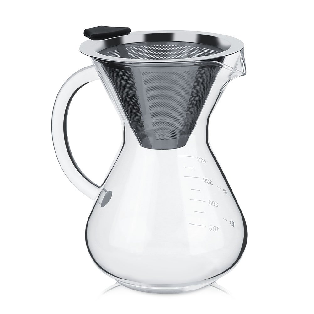 Glass Pour Over Coffee Maker 400ml - Drip Coffee Filter for Home & Office Brewing
