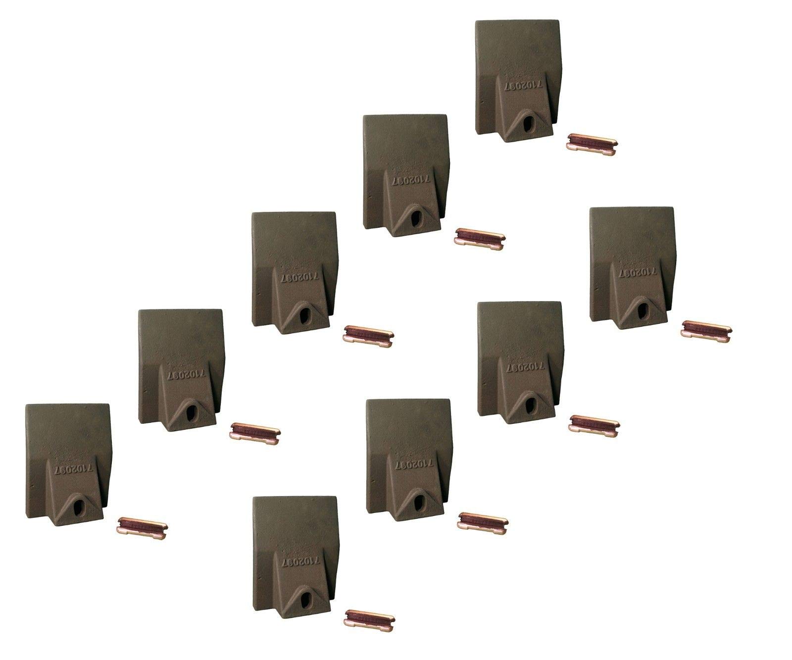 9 Bobcat Style Mini Excavator Bucket Teeth with Pins - Heavy Duty Skid Steer Dirt Flare Teeth (7102097) for Construction, Landscaping & Digging Projects