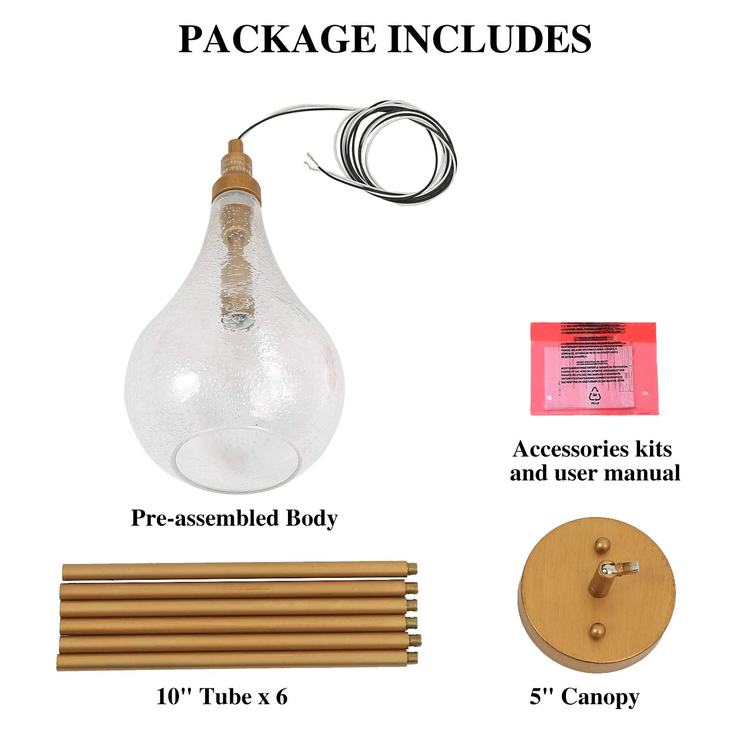 KSANA Gold Glass Pendant Light Fixture - Modern Hanging Chandelier for Kitchen Island, Bedroom, Dining Room, Entryway, Sink & Breakfast Nook - Perfect for Ambient Lighting in Home Decor