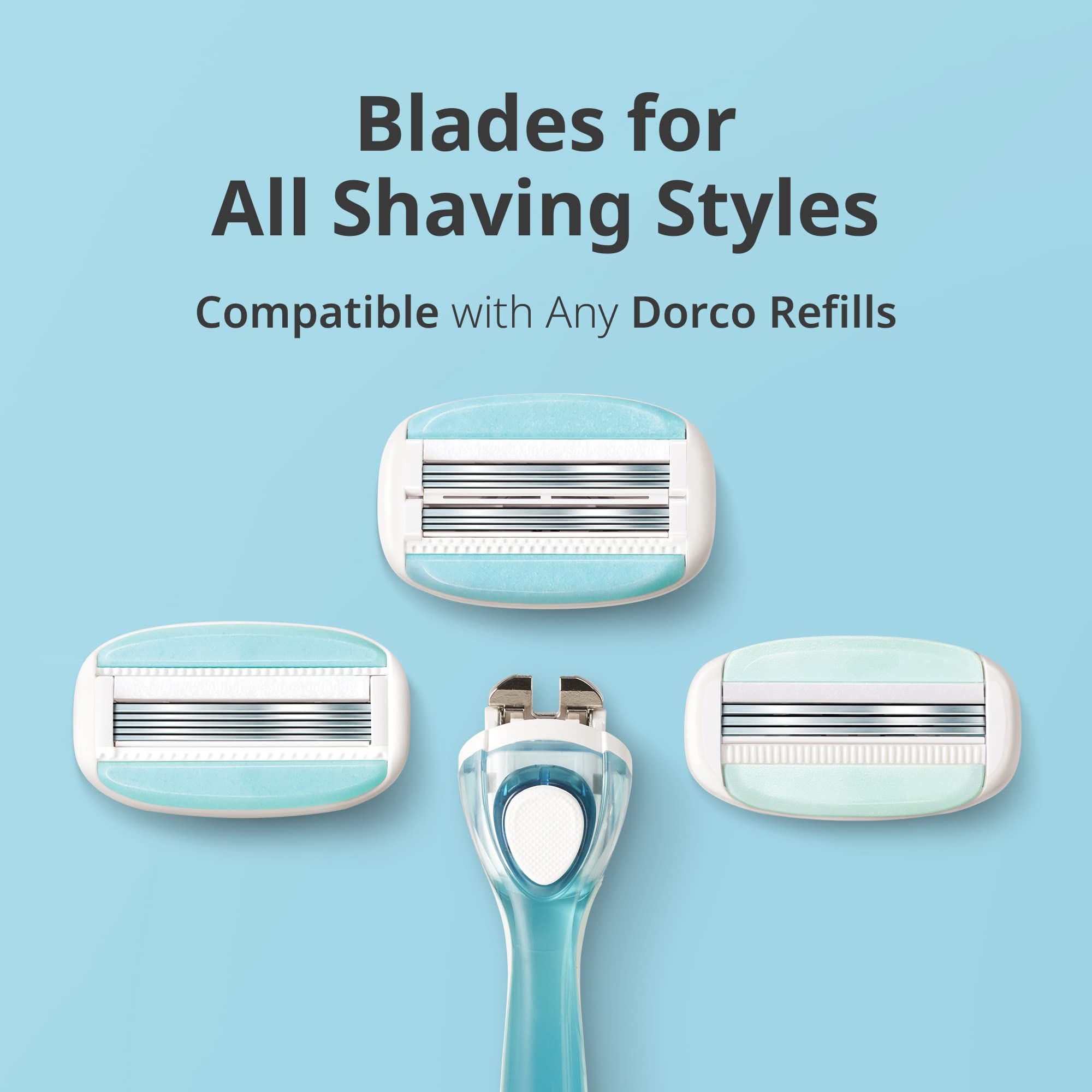 3-Pack Razor Refills with Aloe Vera Moisture Bar - 8 Replacement Blades for Sensitive Skin | No-Handle Cartridge System with 3 Curved Blades | Perfect for Travel, Gym Bags & Quick Shaving at Home