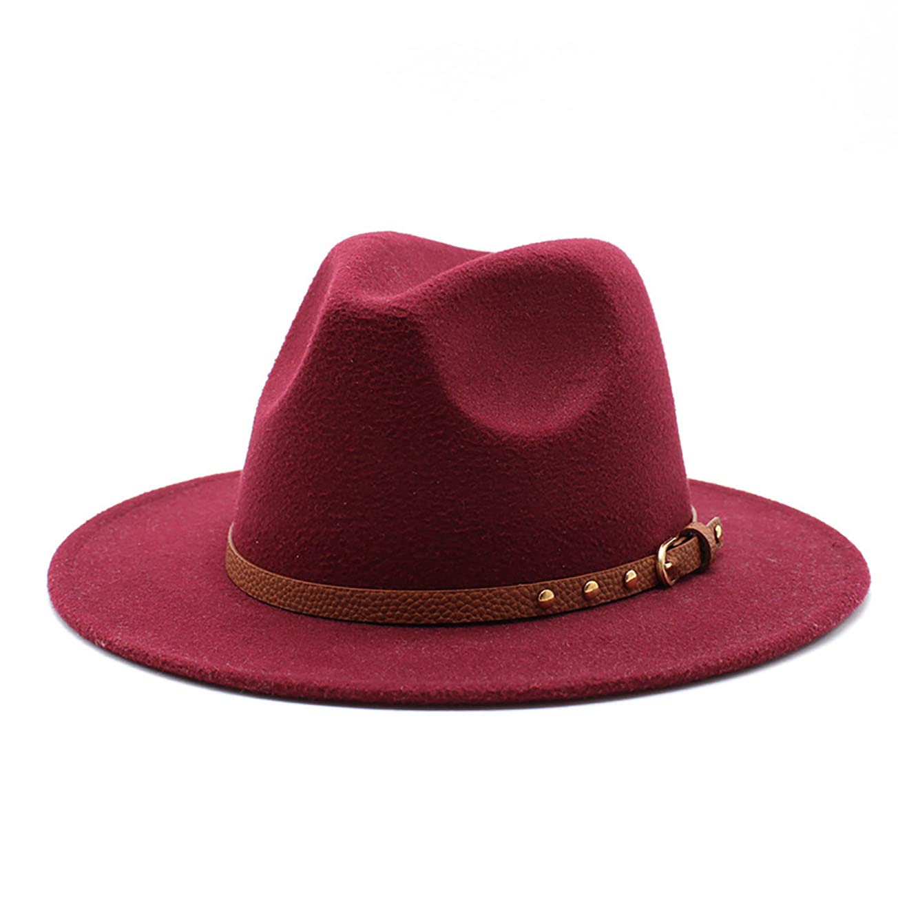 Vintage Wide Brim Fedora Hat for Women - Wool Felt Floppy Panama Hat with Belt Buckle - Jazz Style Sun Hat for Outdoor, Beach, and Fashion Occasions