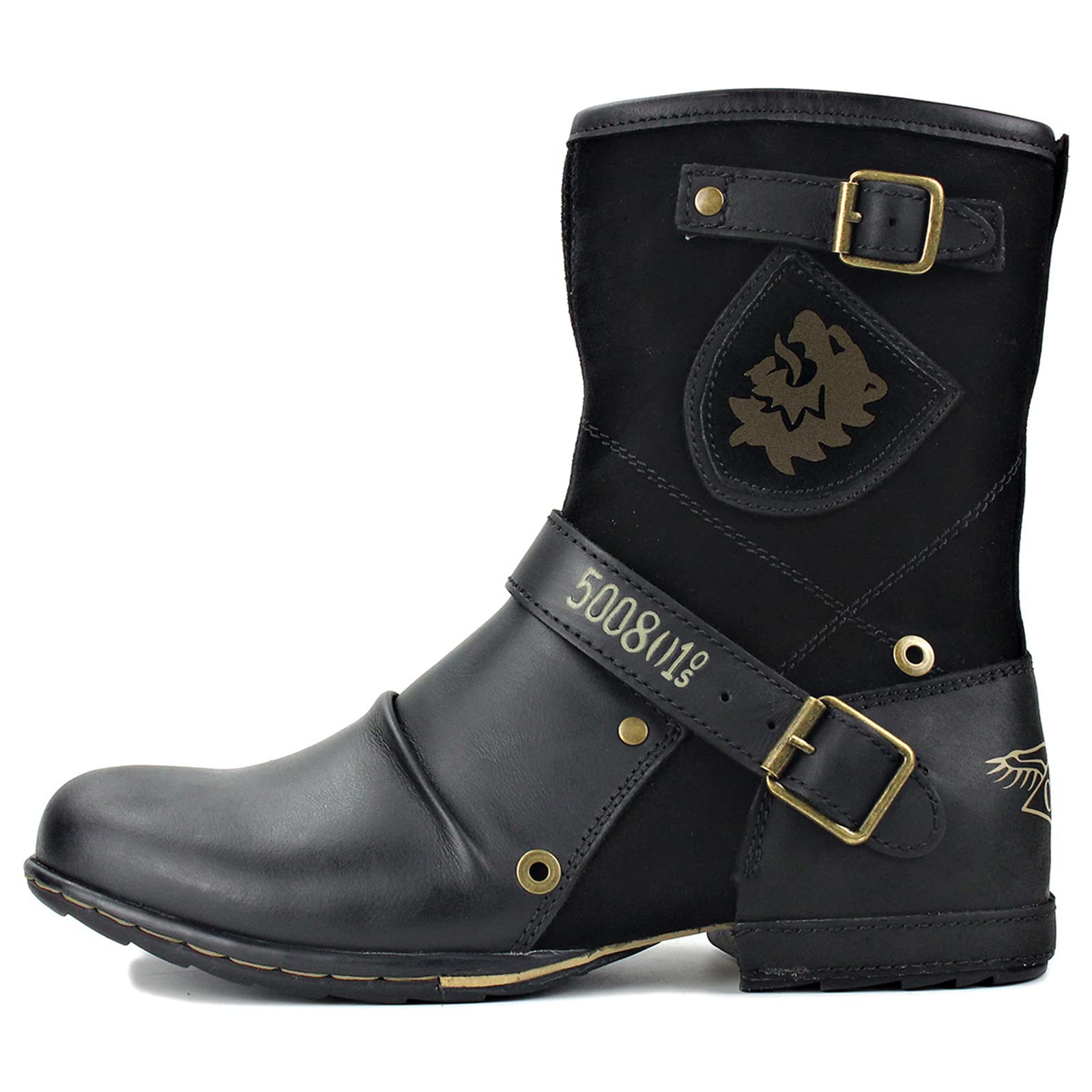 TNXZ Men's Fashion Leather Moto Boots - Western Cowboy Boots with Zipper for Casual Wear | Perfect for Motorcycle Riding, Outdoor Adventures & Country Style Outfits