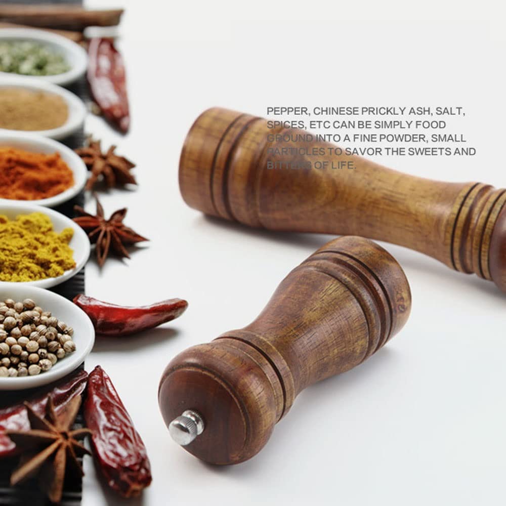 Premium 4-Piece Manual Wooden Salt and Pepper Grinder Set with Ceramic Grinding Core - Adjustable Coarseness for Freshly Ground Spices - Ideal for Kitchen, Dining Table, Picnic, BBQ & Gift Giving