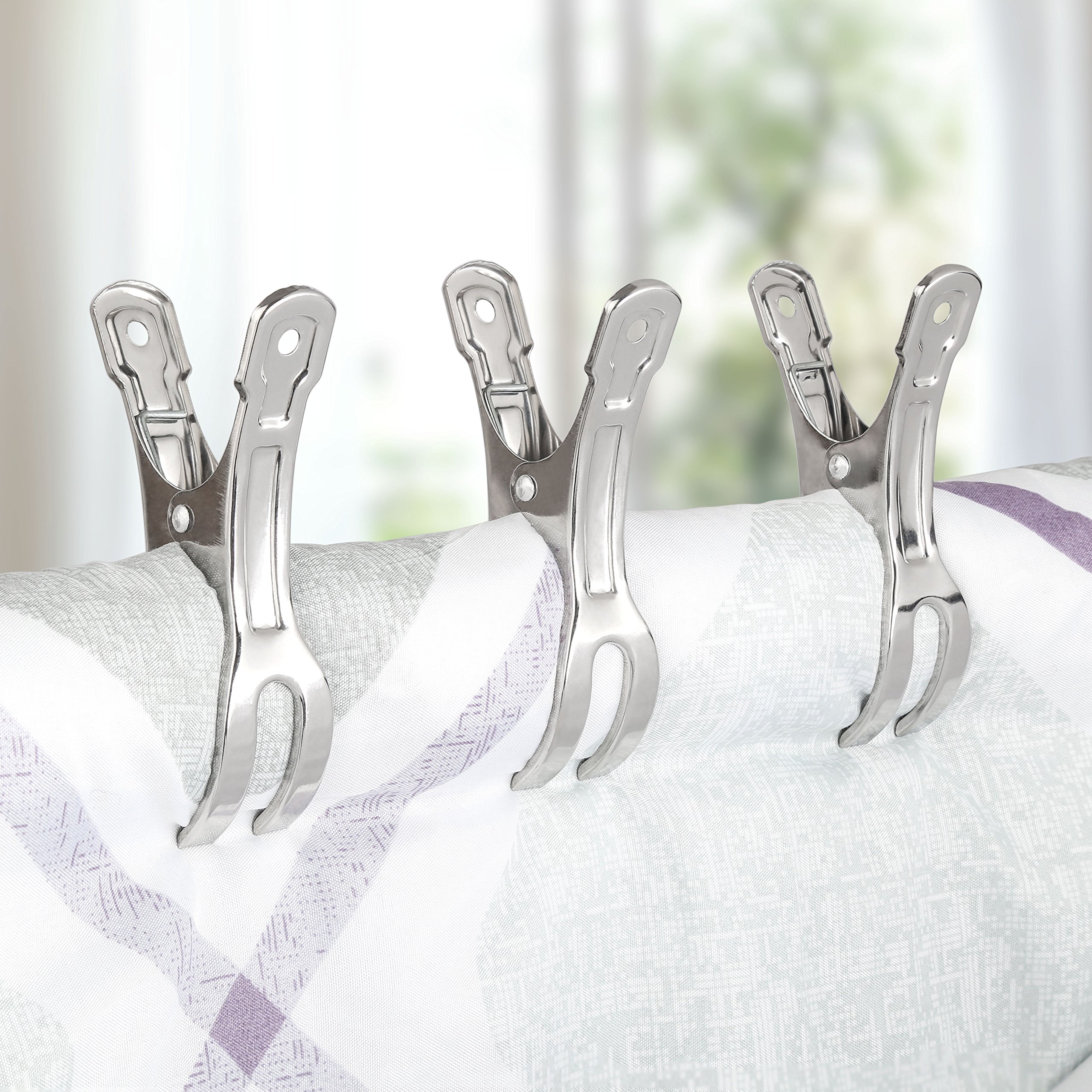 WEBI Beach Towel Clips 5 Pack - 4.3 Inch Heavy Duty Pool Cover Clips, Beach Chair Clamps for Above Ground Pools, Chairs, Blankets, Quilts - Perfect for Cruise, Boat, Picnic, Camping & Outdoor Activities