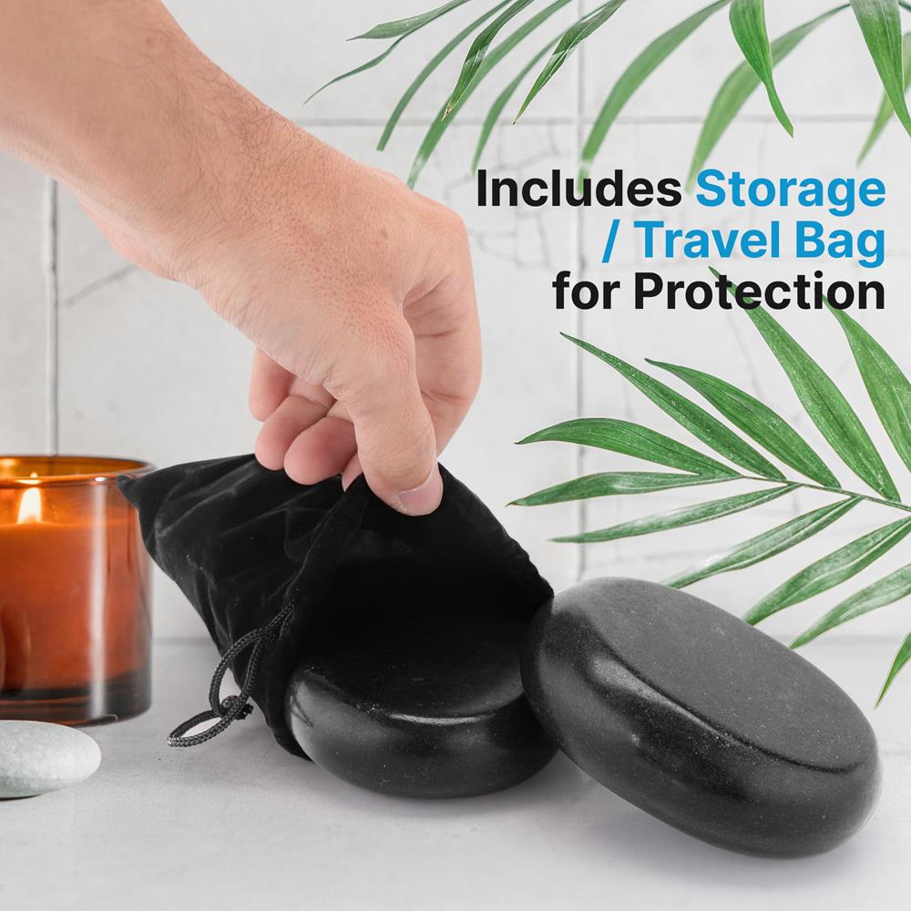 Premium Large Massage Stones Set - 12 Hot & Cold Basalt Therapy Rocks for Spa, Relaxation & Pain Relief - Perfect for Home, Professional Use & Gift Giving