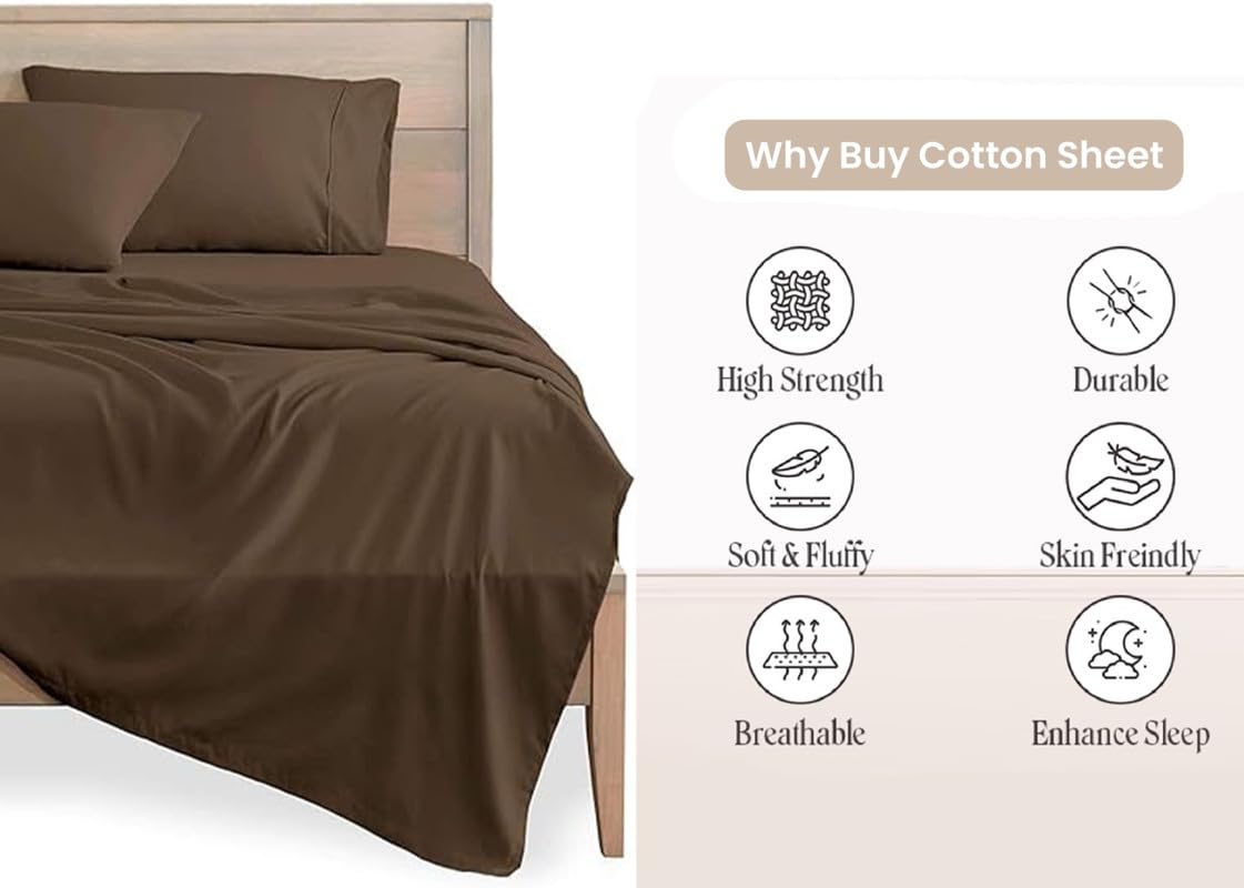 600 Thread Count Percale Cotton Sheets Full Size - Ultra Soft & Breathable Deep Pocket Bed Sheets Set for Full Size Beds | Perfect for Hot Sleepers & All-Season Comfort