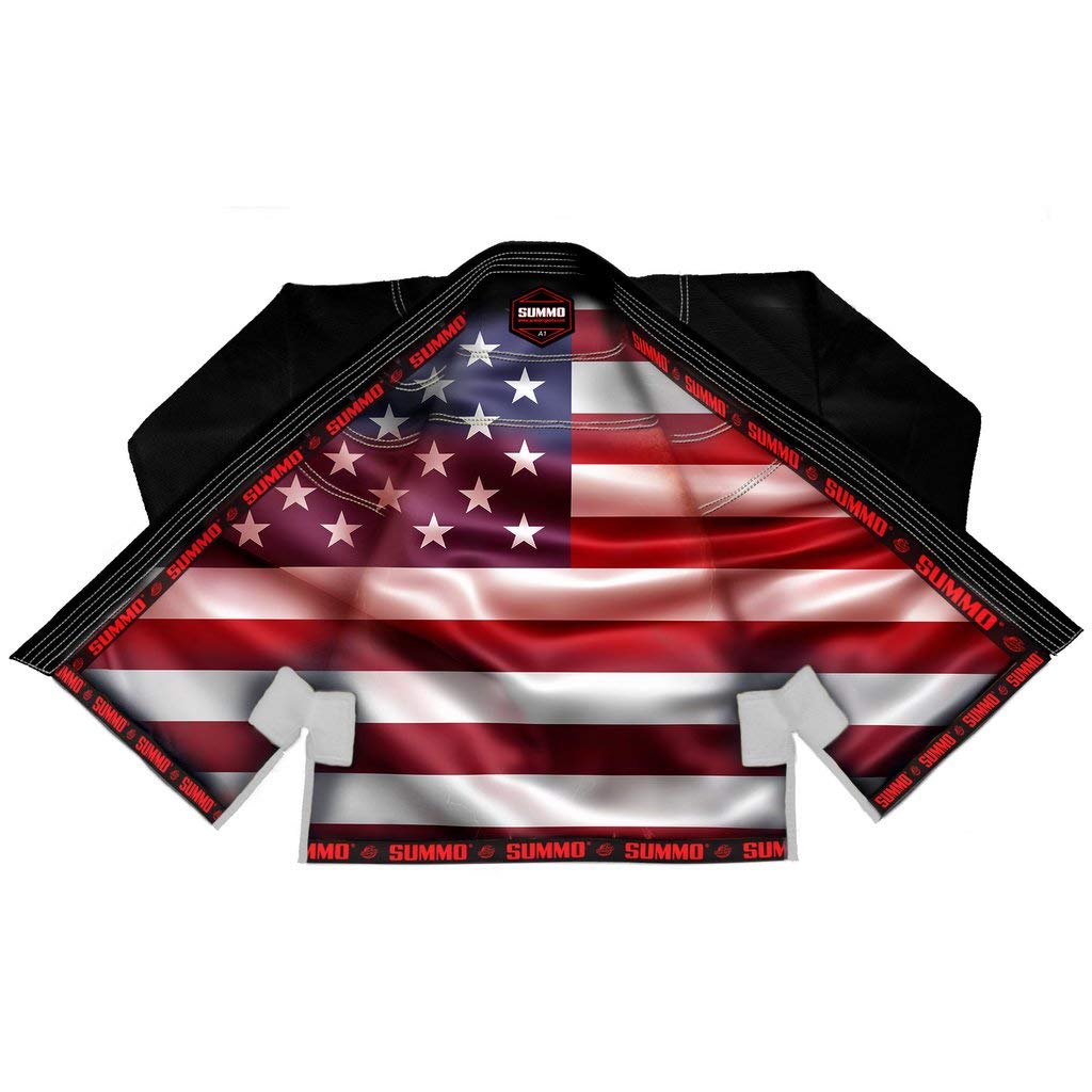 Premium American Black Sublimation Brazilian Pearl Weave Jiu Jitsu Gi with Built-in Rash Guard & Lining - Lightweight BJJ Uniform for MMA, Grappling & Competition Training