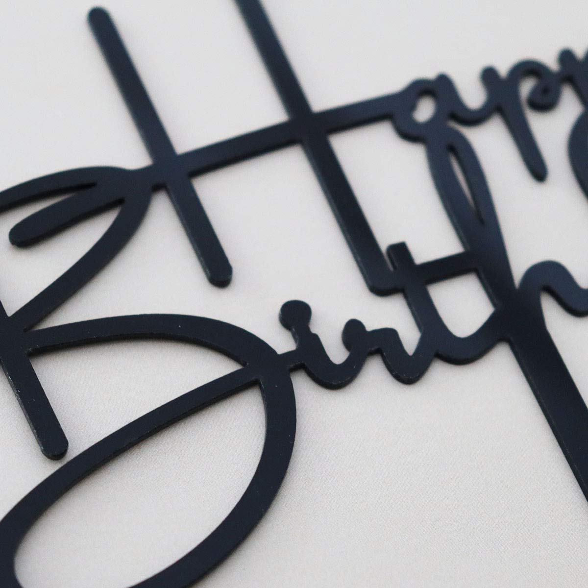Happy Birthday Cake Topper - Elegant Black Acrylic Party Decor for Birthdays, Anniversaries & Celebrations | Perfect for Cakes, Cupcakes & Dessert Tables