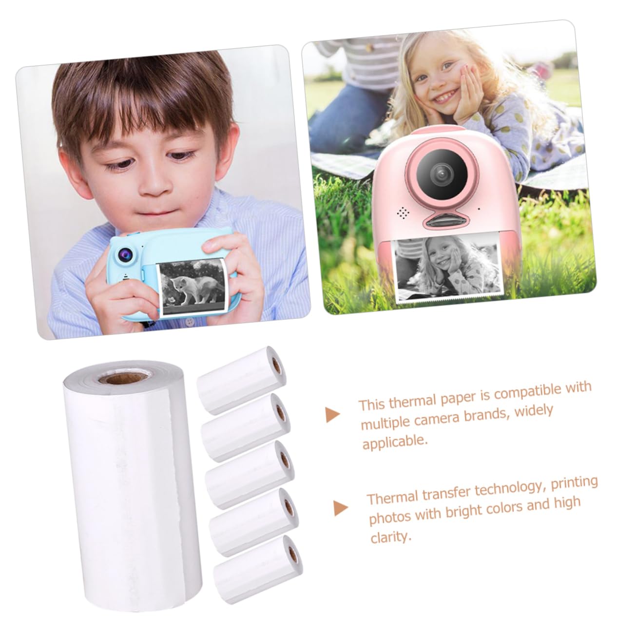 6 Rolls Thermal Paper for Contract Instant Camera - 57mm x 30mm White Thermal Printer Paper for Label Printing, Photo Printing & Receipts - Perfect for Retail, Shipping & Office Use