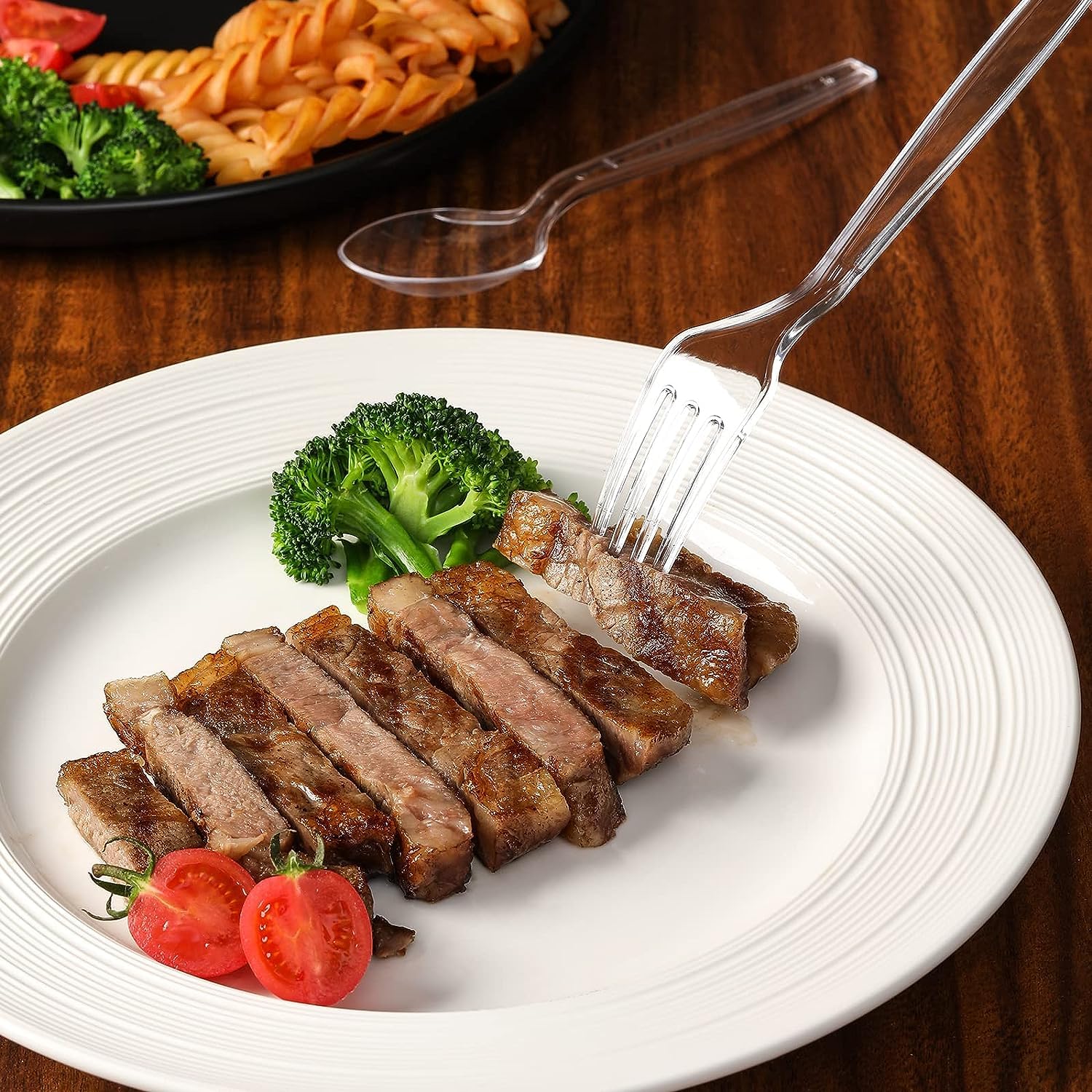 400-Piece Clear Plastic Forks and Spoons Set - Heavy Duty Disposable Cutlery for Parties, Picnics, BBQs & Events - Bulk Silverware Utensils for Catering, Restaurants & Home Use