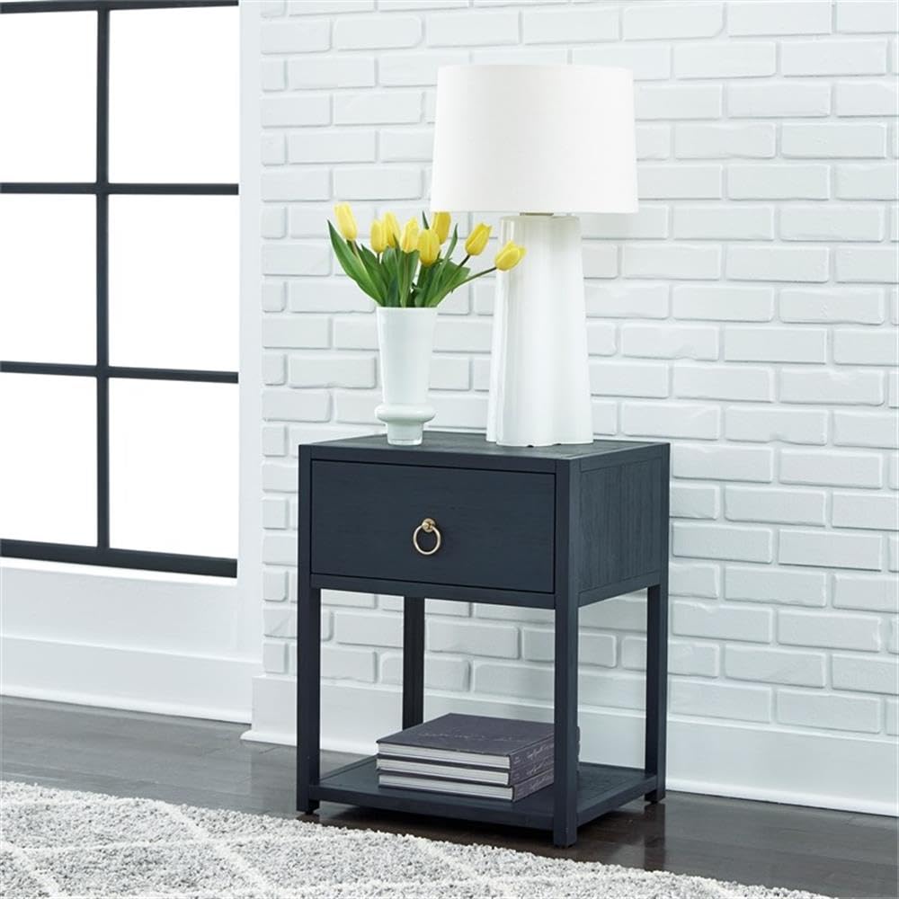 Liberty Furniture Industries Midnight 1 Shelf Accent Table - Modern Side Table for Living Room, Bedroom & Office - Compact End Table with Storage Shelf for Small Spaces