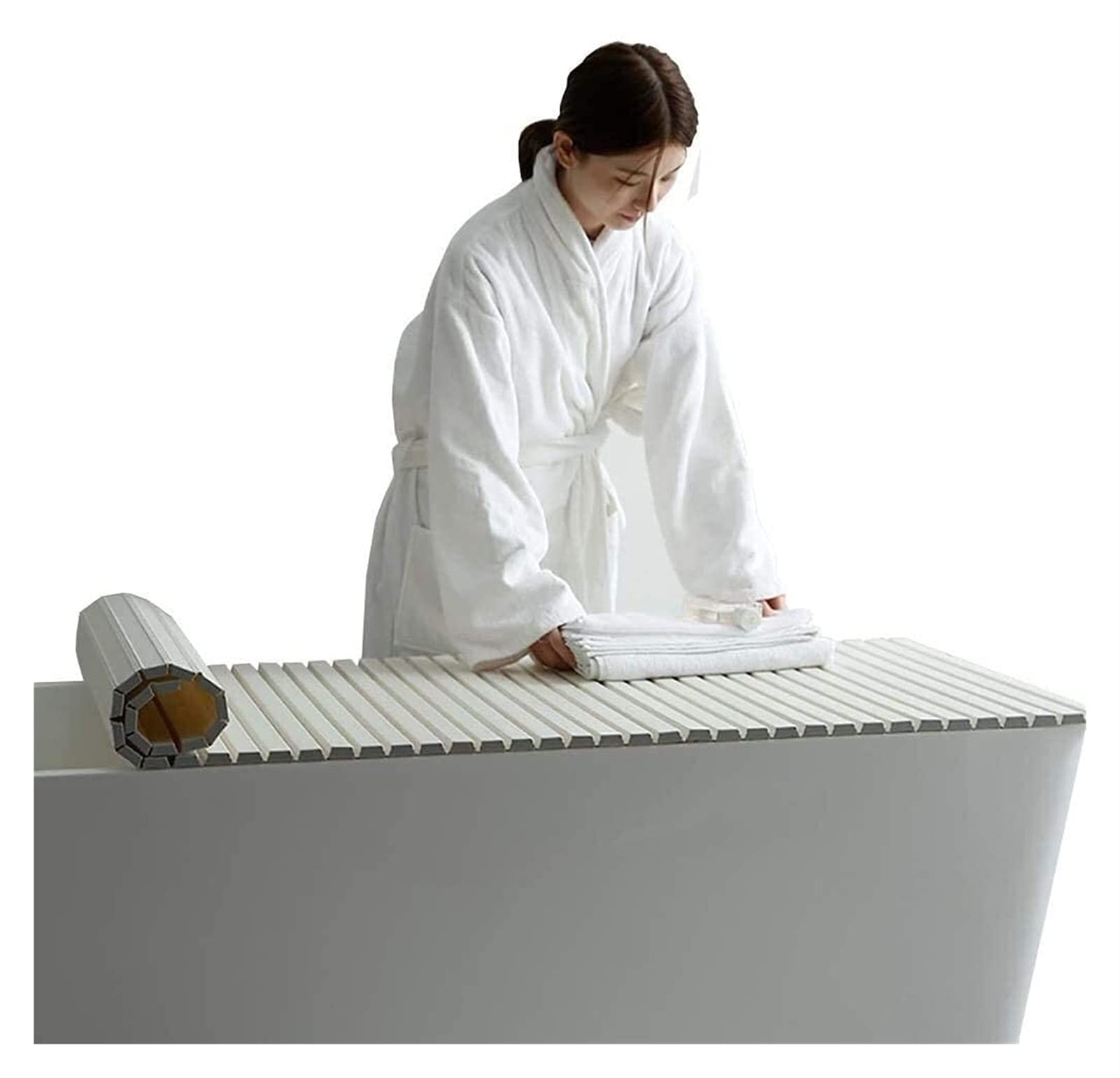 ACCDUER Foldable PVC Bathtub Cover - 120×75×1.2cm Dustproof Bath Tub Tray, Waterproof & Durable Bathroom Accessories for Shower, Spa, and Relaxation