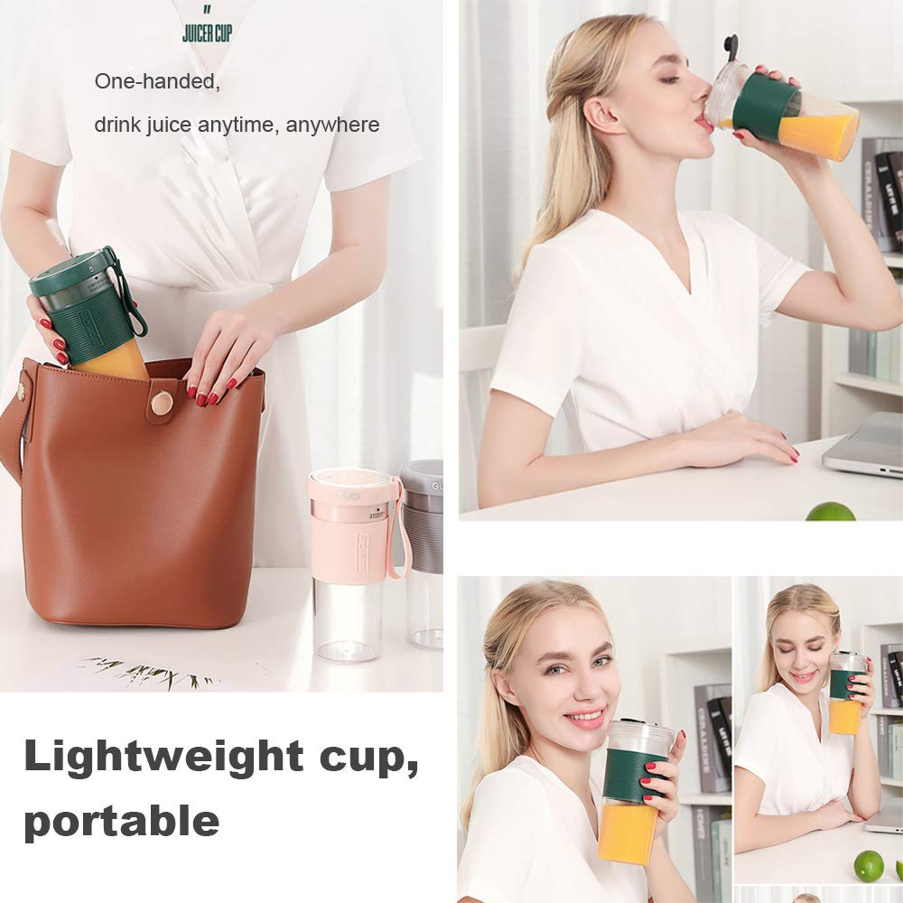 Portable USB Rechargeable Cordless Blender - 320ml BPA-Free Tritan Personal Smoothie Maker, Mini Juicer Cup for Fruits, Vegetables & Protein Shakes | Perfect for Home, Office, Gym, Travel & Outdoor Activities | Waterproof & Lightweight (Grey)