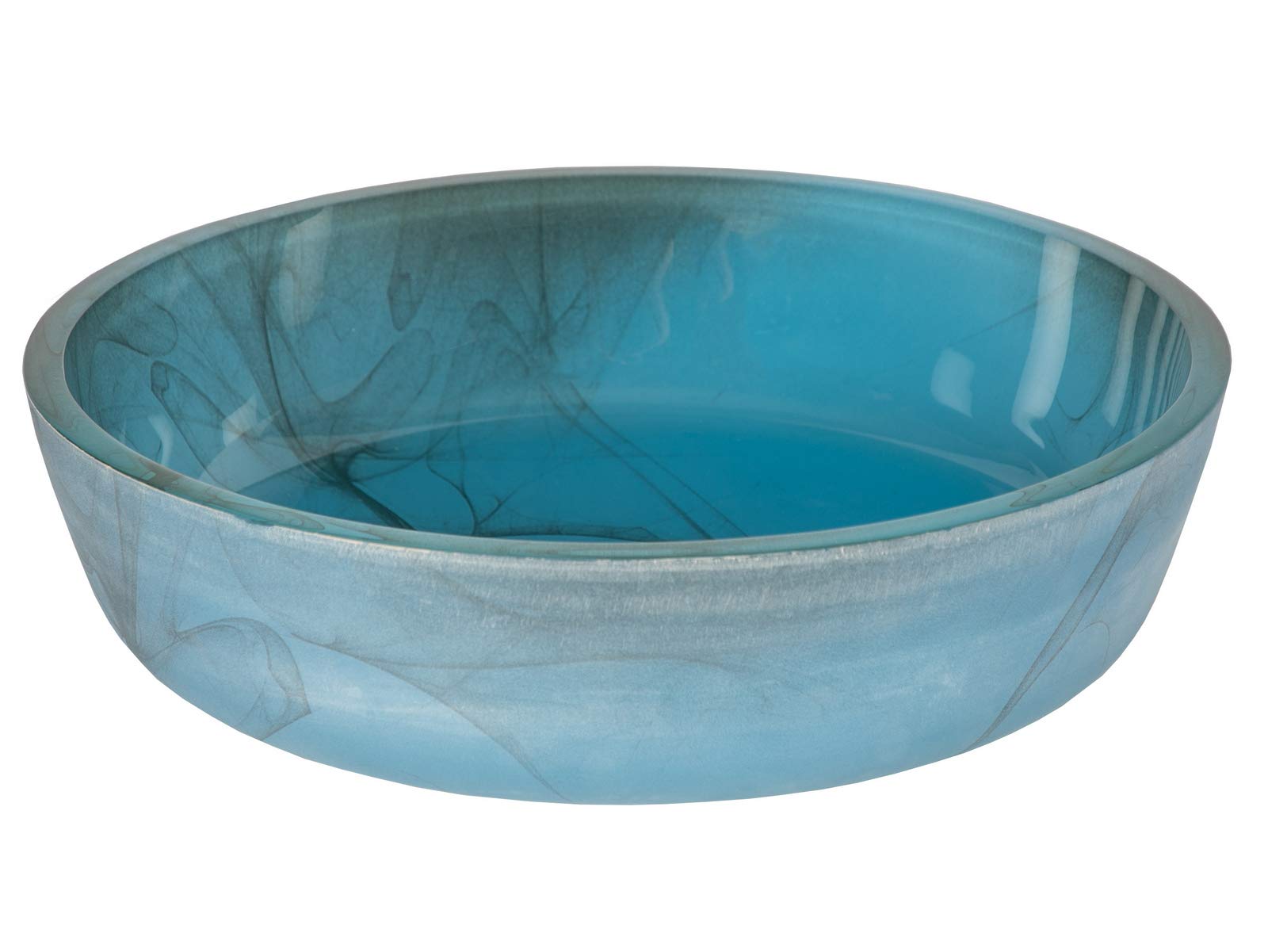 Blue Mist Flat Bottom Glass Vessel Sink for Bathroom Vanity - Modern Rectangular Basin for Powder Room, Guest Bath & Master Bath Decor