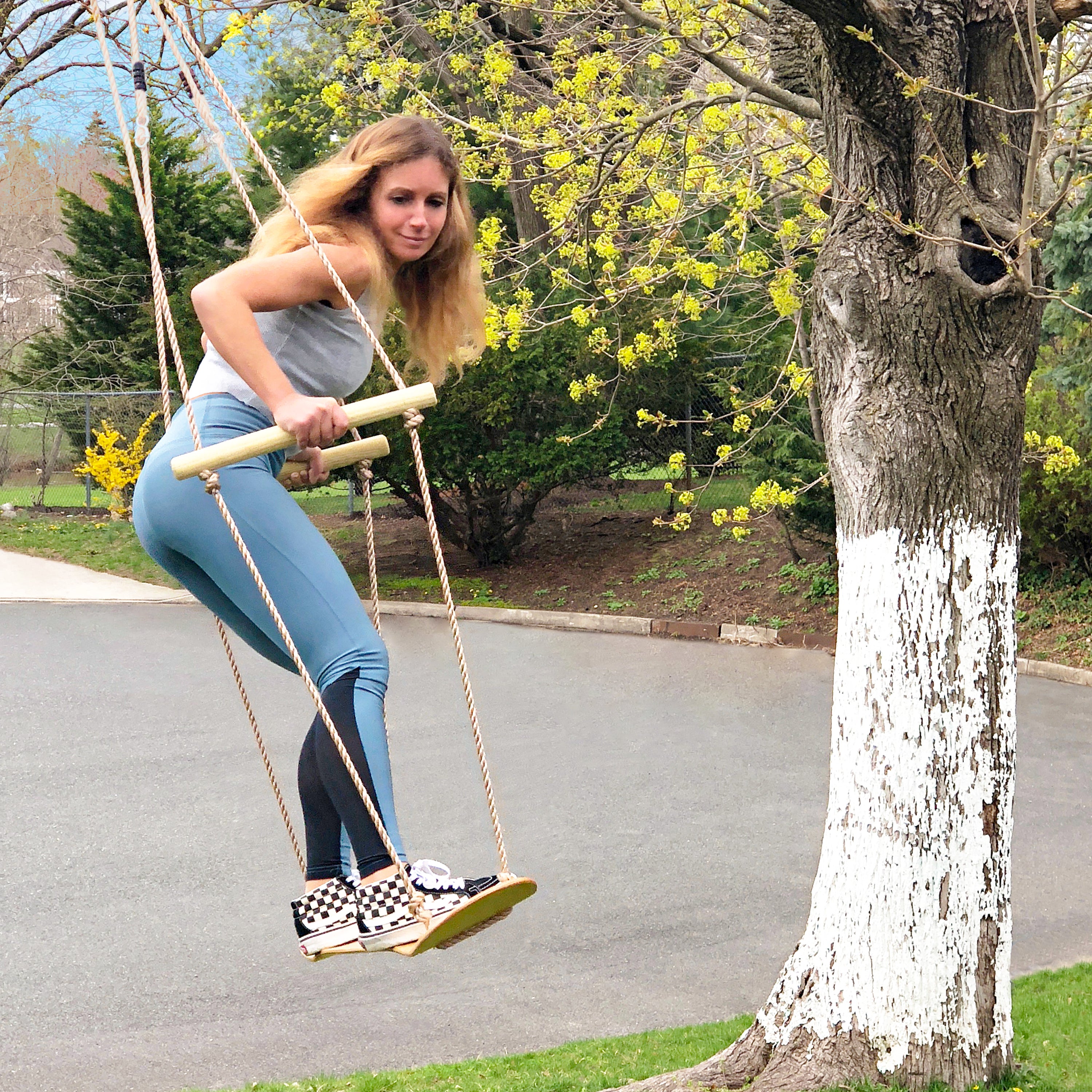 Bliss Outdoors BH 992B Wooden Skateboard Swing with Handle Bars & Hanging Hardware - 200 lb Weight Capacity - Perfect for Backyard, Playground & Outdoor Fun for Kids & Adults