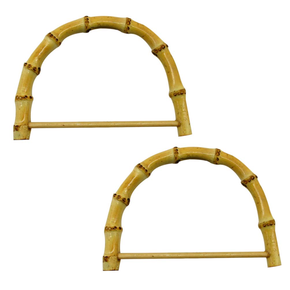 Exceart 2-Pack D-Shaped Bamboo Bag Handles - Replacement Purse Straps & DIY Craft Handles for Handmade Bags, Purses & Photo Frames | Perfect for DIY Projects, Handbag Repair & Vintage Style Accessories