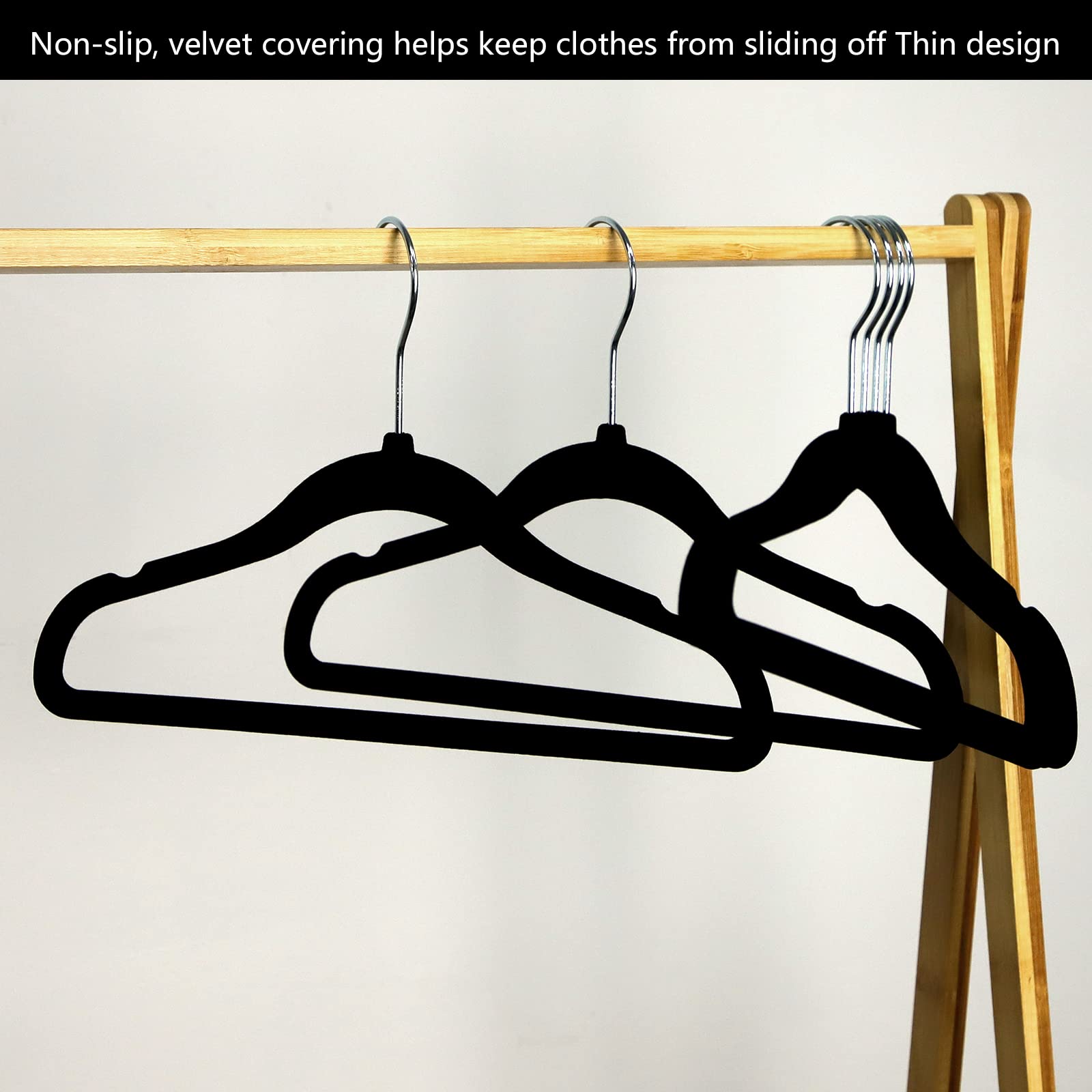 GoodtoU Kids Velvet Hangers - 20 Pack Black Non-Slip Baby Clothes Hangers for Infants & Toddlers | Soft Velvet Coat Hangers for Nursery, Closet & Travel Organization