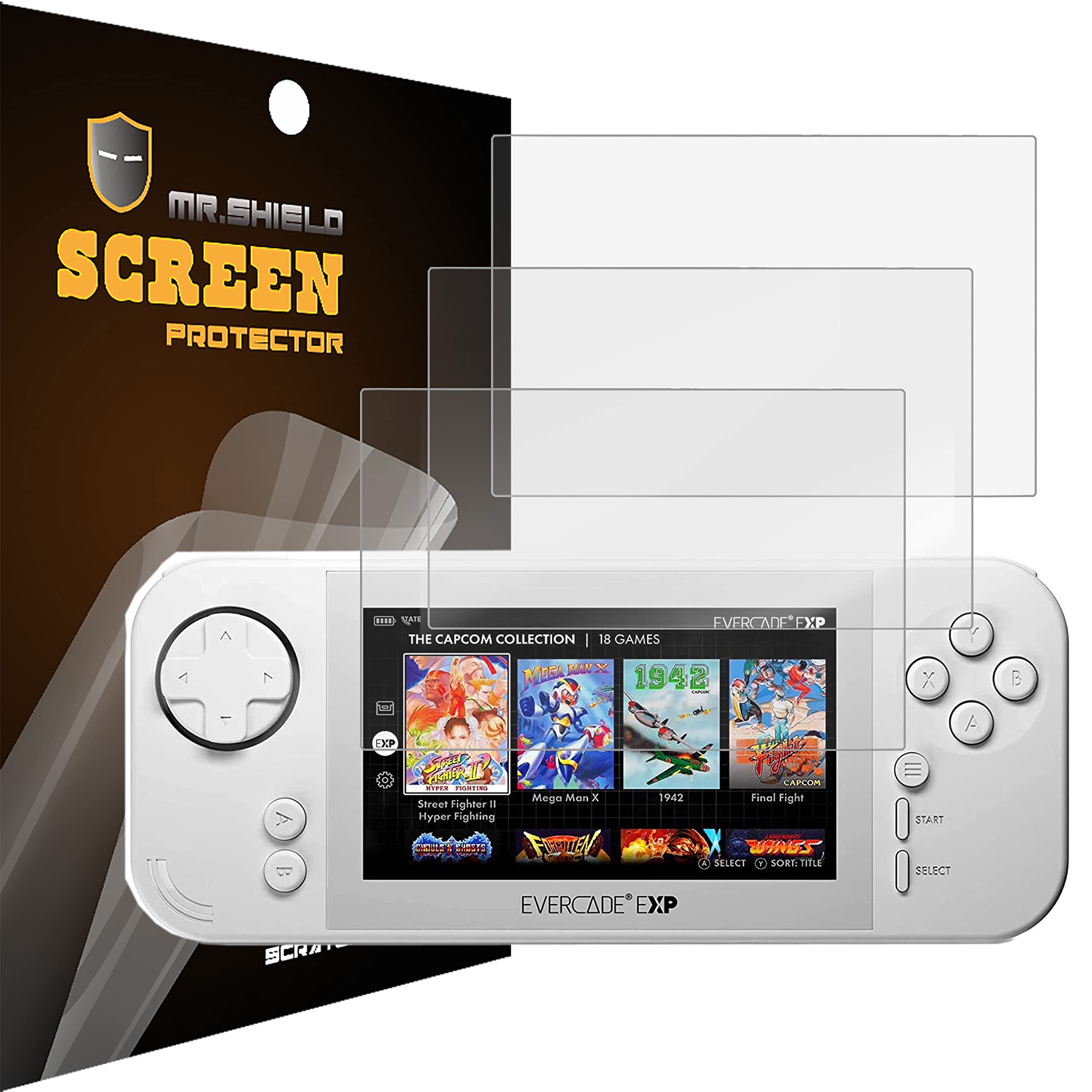 Premium Clear Mr.Shield Screen Protector for Evercade EXP Handheld - 3 Pack PET Film Protectors - Anti-Scratch & Bubble-Free for Gaming Protection
