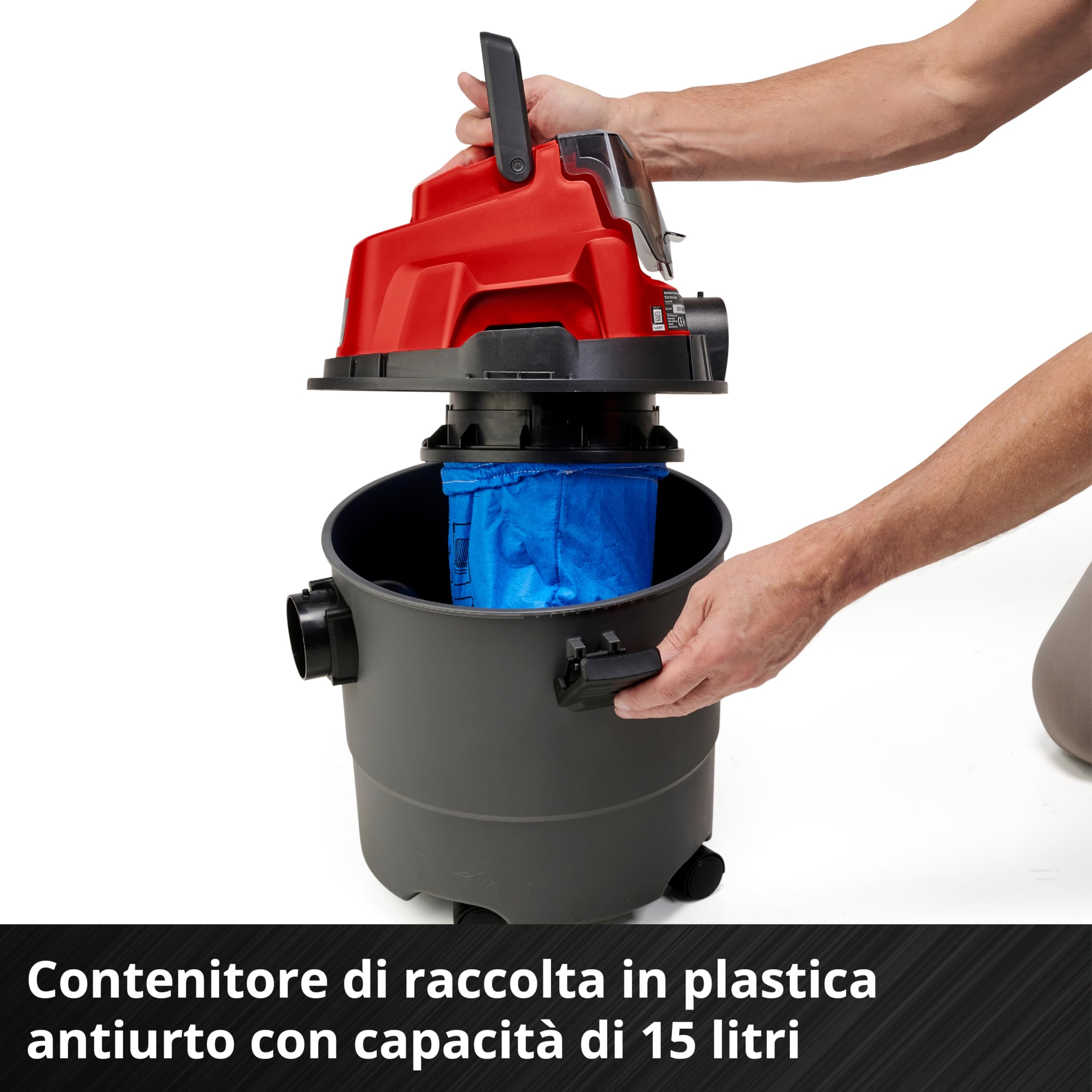 Einhell TC-VC 18/15 Li-Solo Cordless Wet/Dry Vacuum Cleaner - 18V, 15L Capacity, 80 mbar Suction, 150cm Hose, Blower Function (Battery & Charger Not Included) - Ideal for Home, Garage, Workshop, and DIY Cleaning Projects