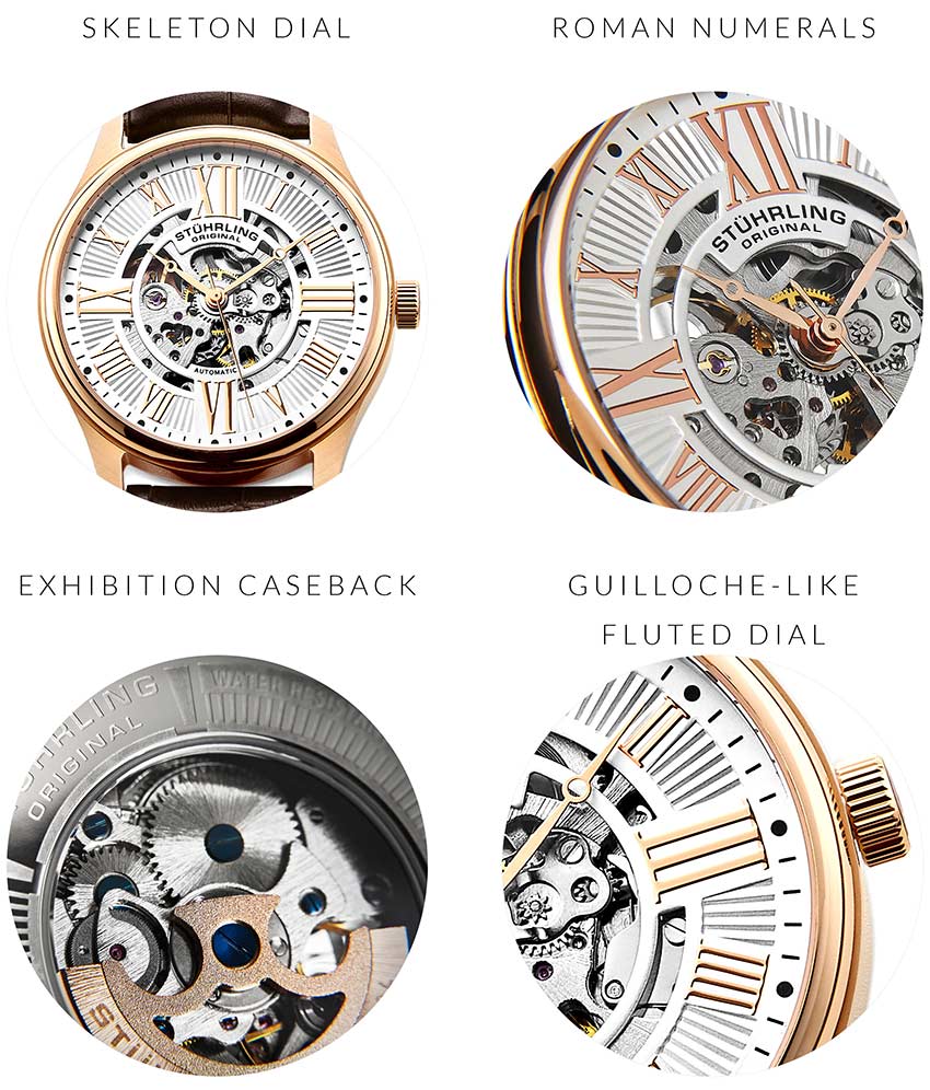 Atrium 3942 & 3942M Automatic 42mm Skeleton Watch for Men - Luxury Stainless Steel Mechanical Timepiece - Perfect for Business, Formal Events & Everyday Wear
