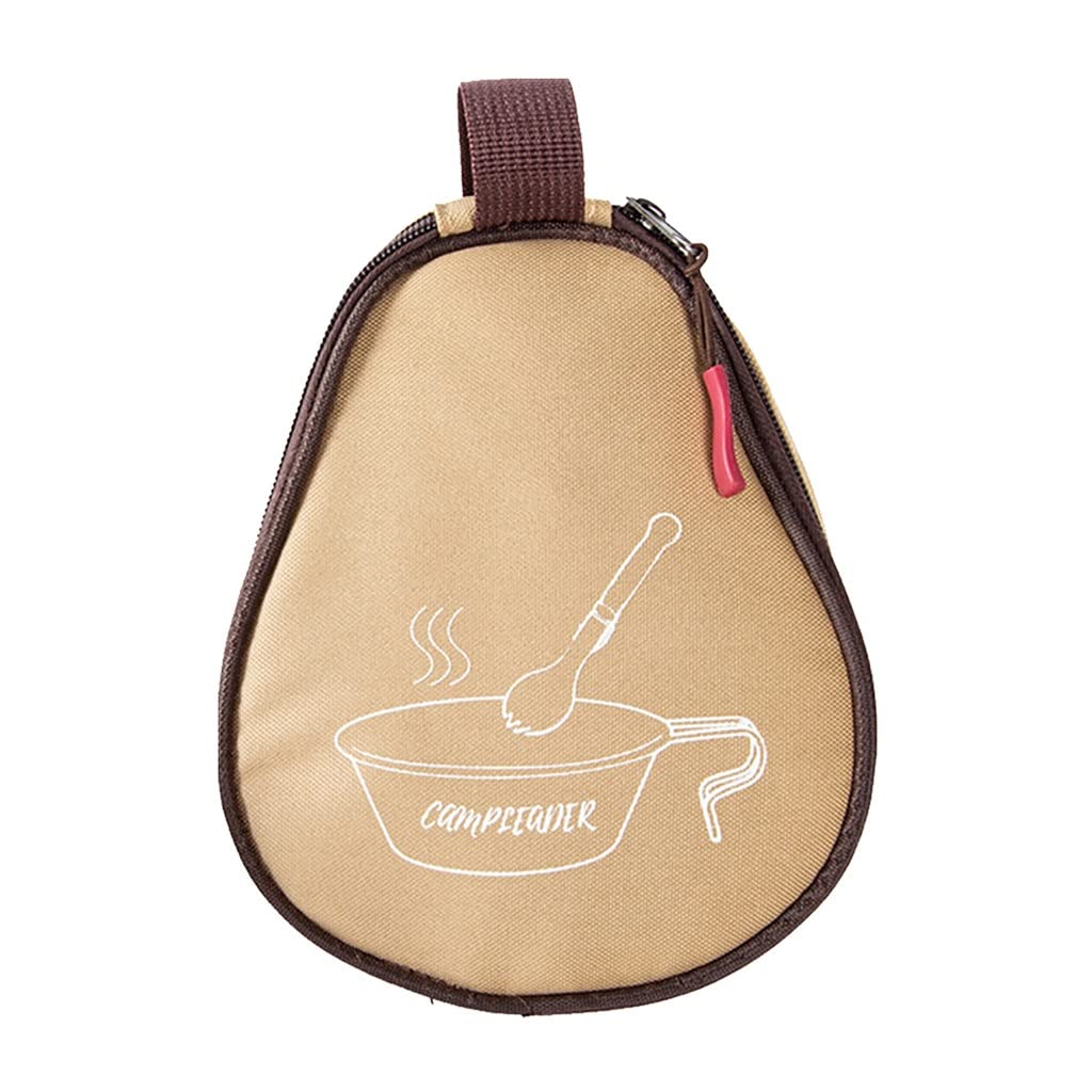 Durable Outdoor Camping Cup Organizer Bag with Handle - Portable Storage Case for Hiking, Backpacking, BBQ & Travel Accessories | Khaki Color, One Size | Perfect for Picnics, Camping Trips & Outdoor Adventures