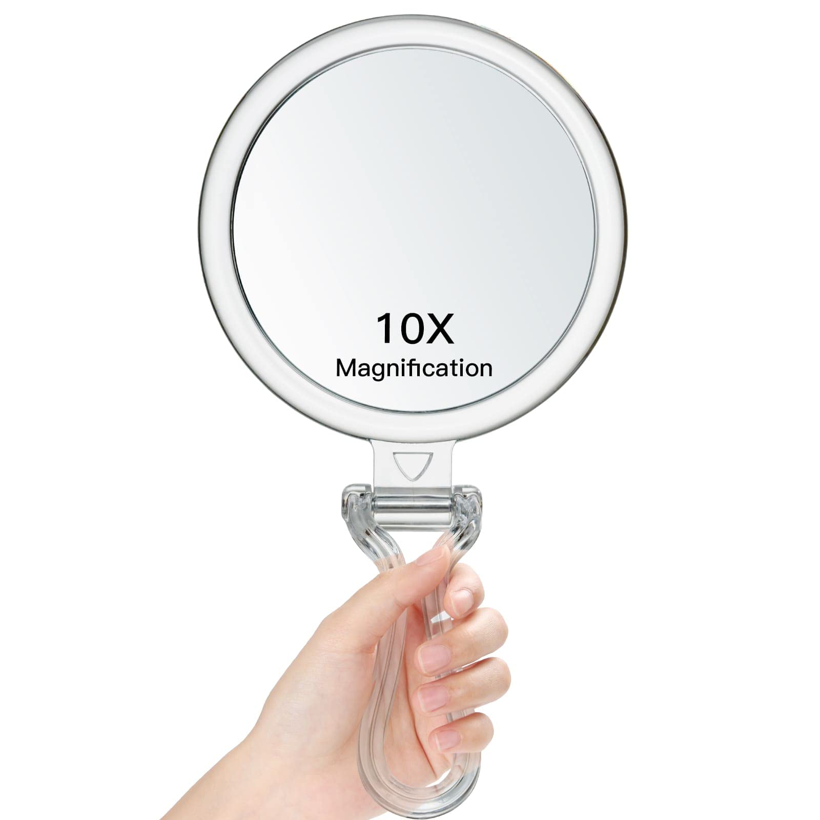 Double-Sided 1X/10X Magnifying Handheld Mirror - Travel & Makeup (5inch Round)