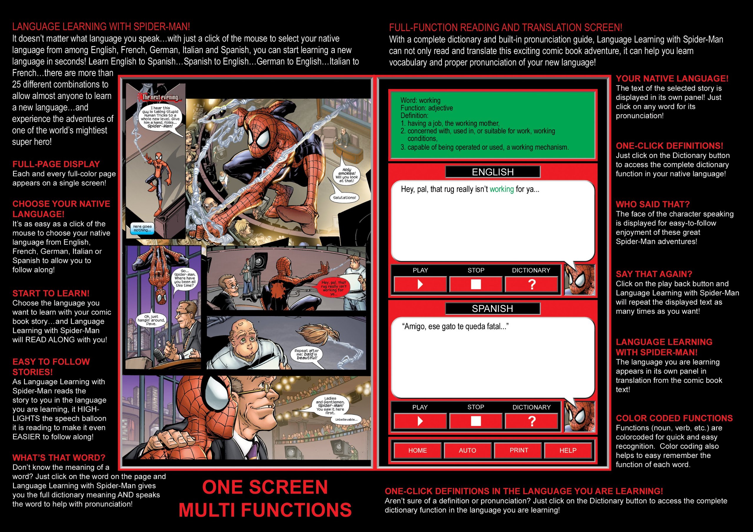 Spider-Man Language Learning Kit - Fun & Interactive English & Spanish Educational Toys for Kids | Perfect for Homeschooling & Classroom Activities
