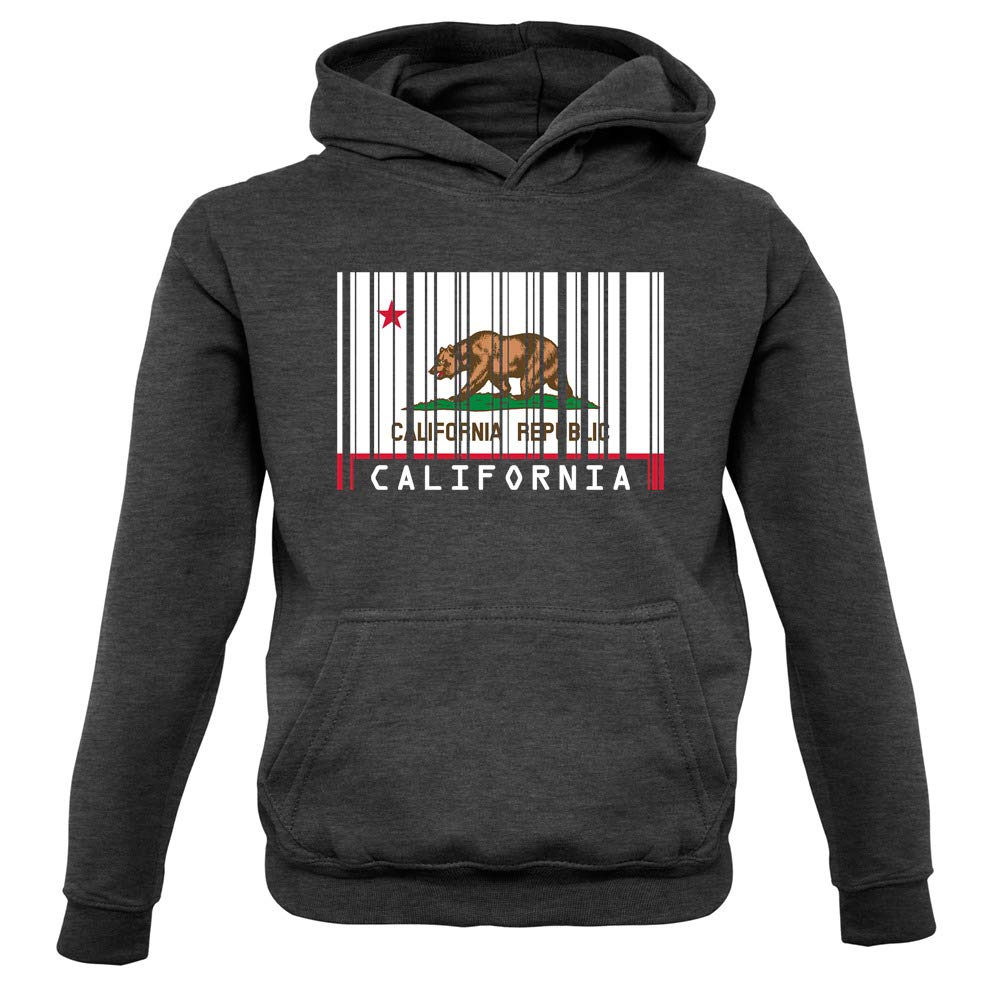 California Barcode Style Flag Pullover Hoodie for Kids - Soft & Comfortable Children's Hooded Sweatshirt - Perfect for Casual Wear, School & Outdoor Activities