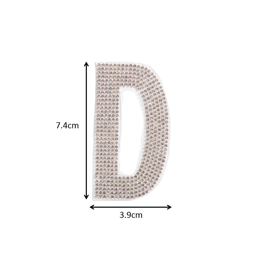 Crystal Alphabet Patches - Letter D Gem Rhinestone Stickers for Wedding Dresses, DIY Clothing & Costume Decoration | Hotfix Glitter Applique for Formal Wear, Bridal Gowns & Party Outfits