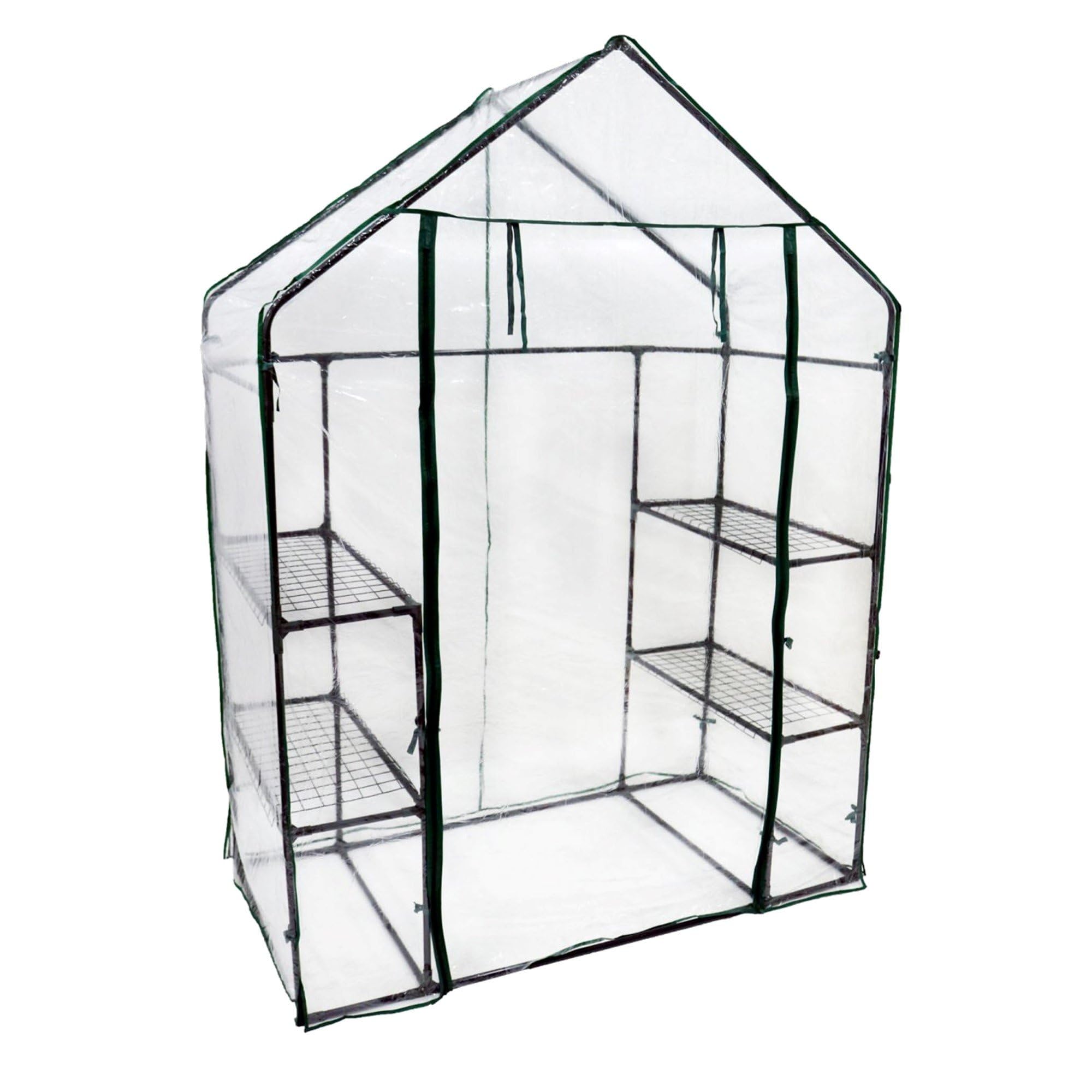 Outdoor Walkthrough Greenhouse with 4 Plant Shelves - Perfect for Gardening, Seed Starting & Plant Protection - Ideal for Backyards, Patios & Small Farms