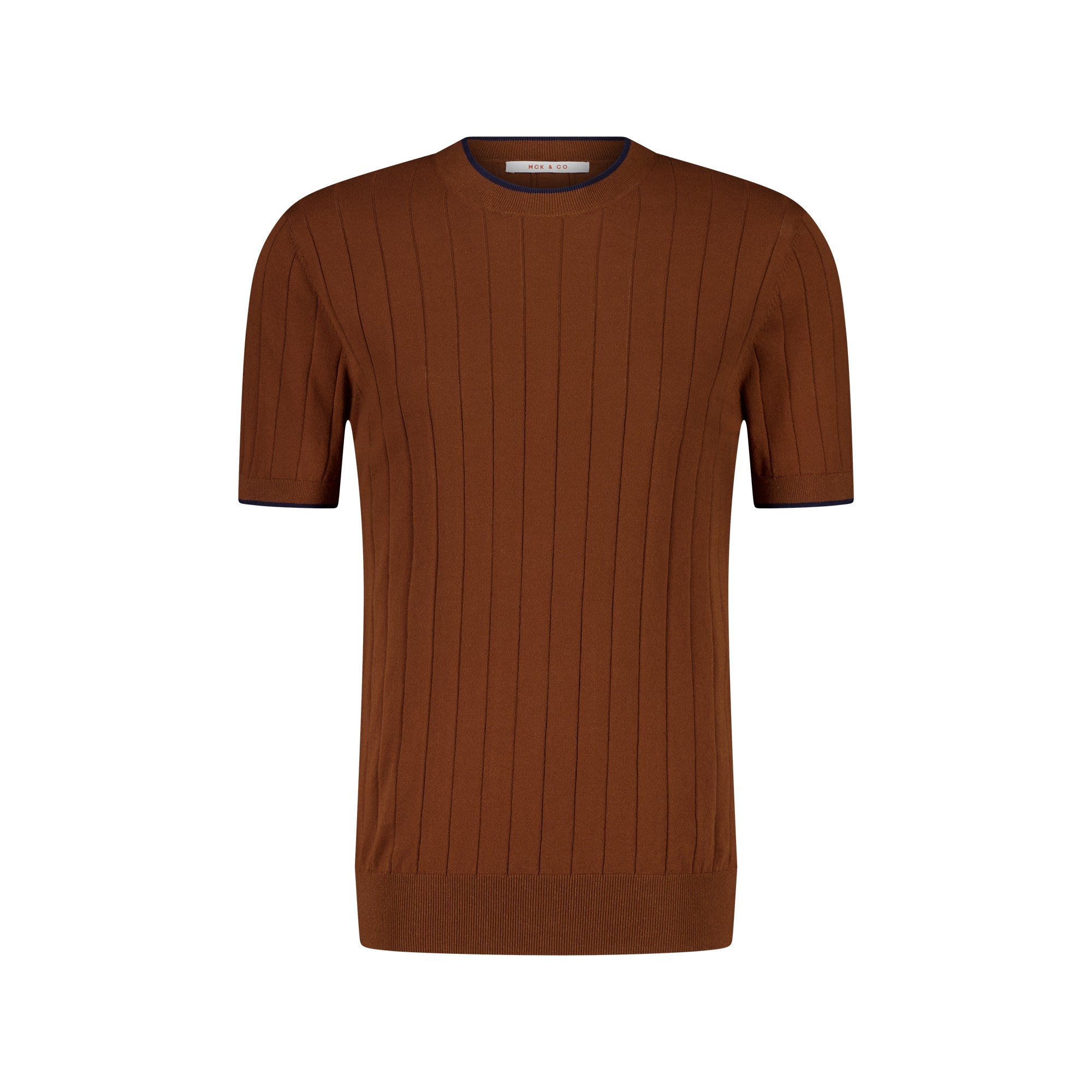 MCKINNON Ribbed Crewneck Shirt for Women - Soft Stretch Cotton Blend Brown Top - Perfect for Casual Wear, Layering & Everyday Outfits