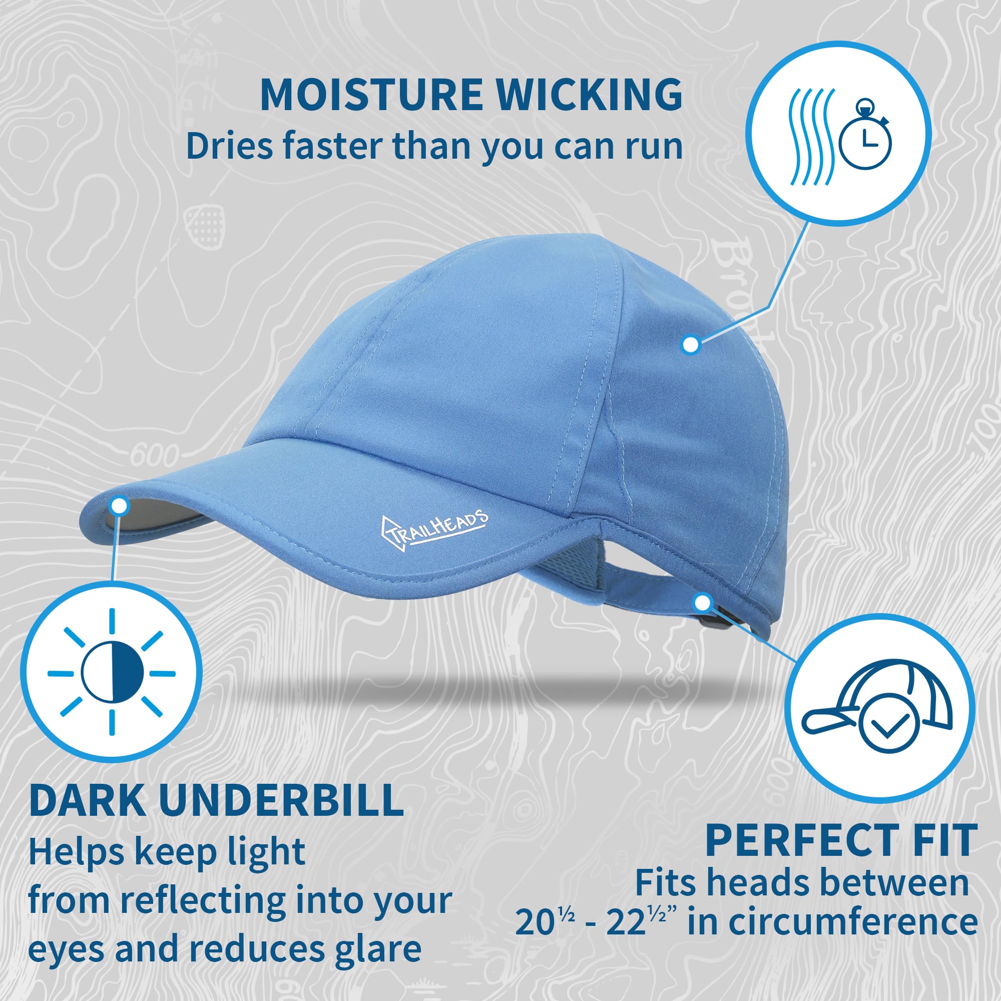 TrailHeads Women's Running Hat with UV Protection UPF 50+ | Lightweight Breathable Summer Outdoor Sports Hat for Jogging, Hiking & Beach Activities