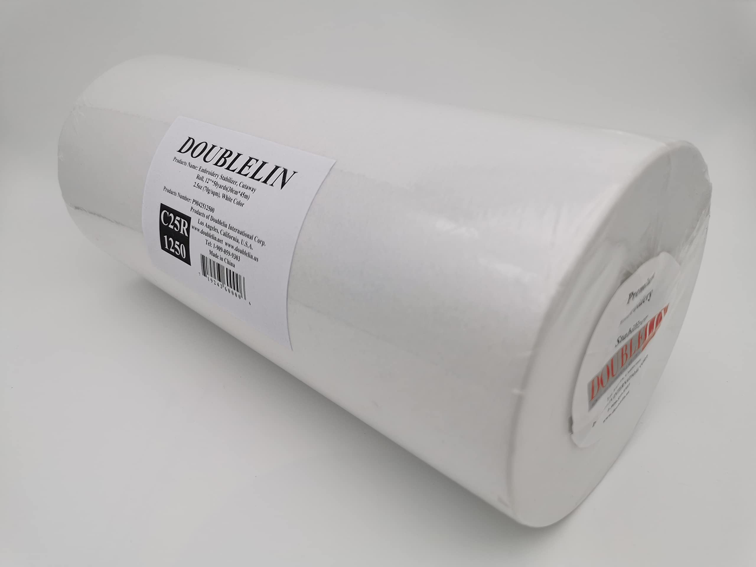 DOUBLELIN 2.5oz White Cutaway Embroidery Stabilizer Backing Paper - 12