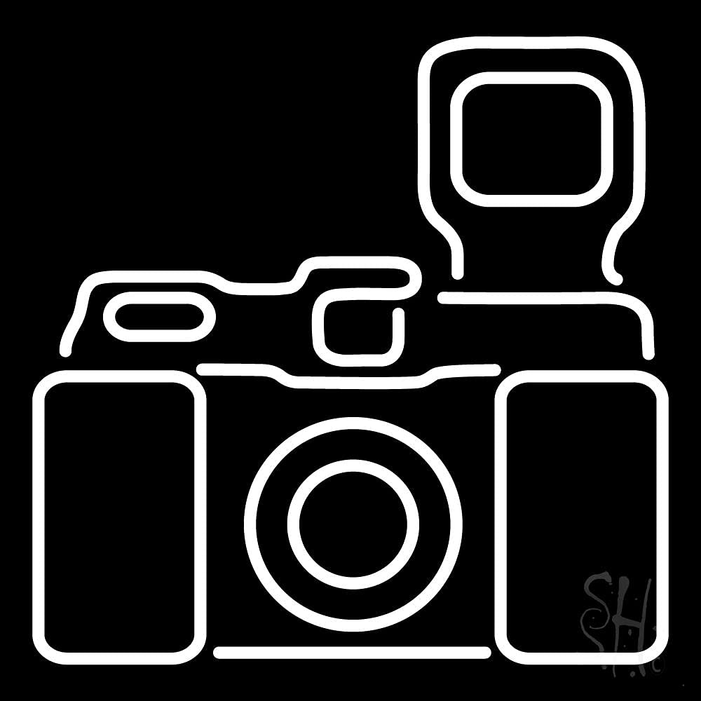 3 LED Neon Sign with Camera Logo - 24x24 Inches, Black Square Acrylic Backing & Dimmer - Bright Premium Indoor LED Light for Computer & Electronics Store Decor - Perfect for Shop Windows, Gaming Rooms & Photography Studios