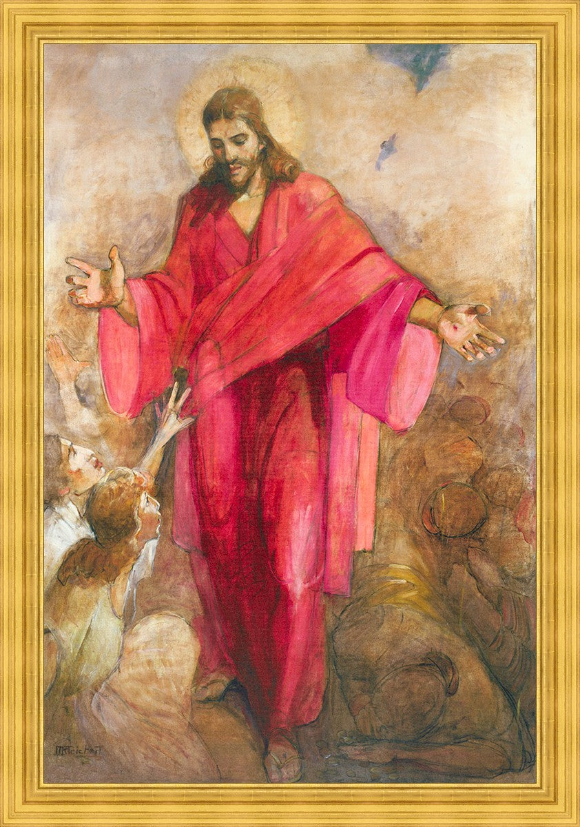 Large Christ in Red Robe Wall Art - Religious Home Decor for Living Room, Bedroom & Church