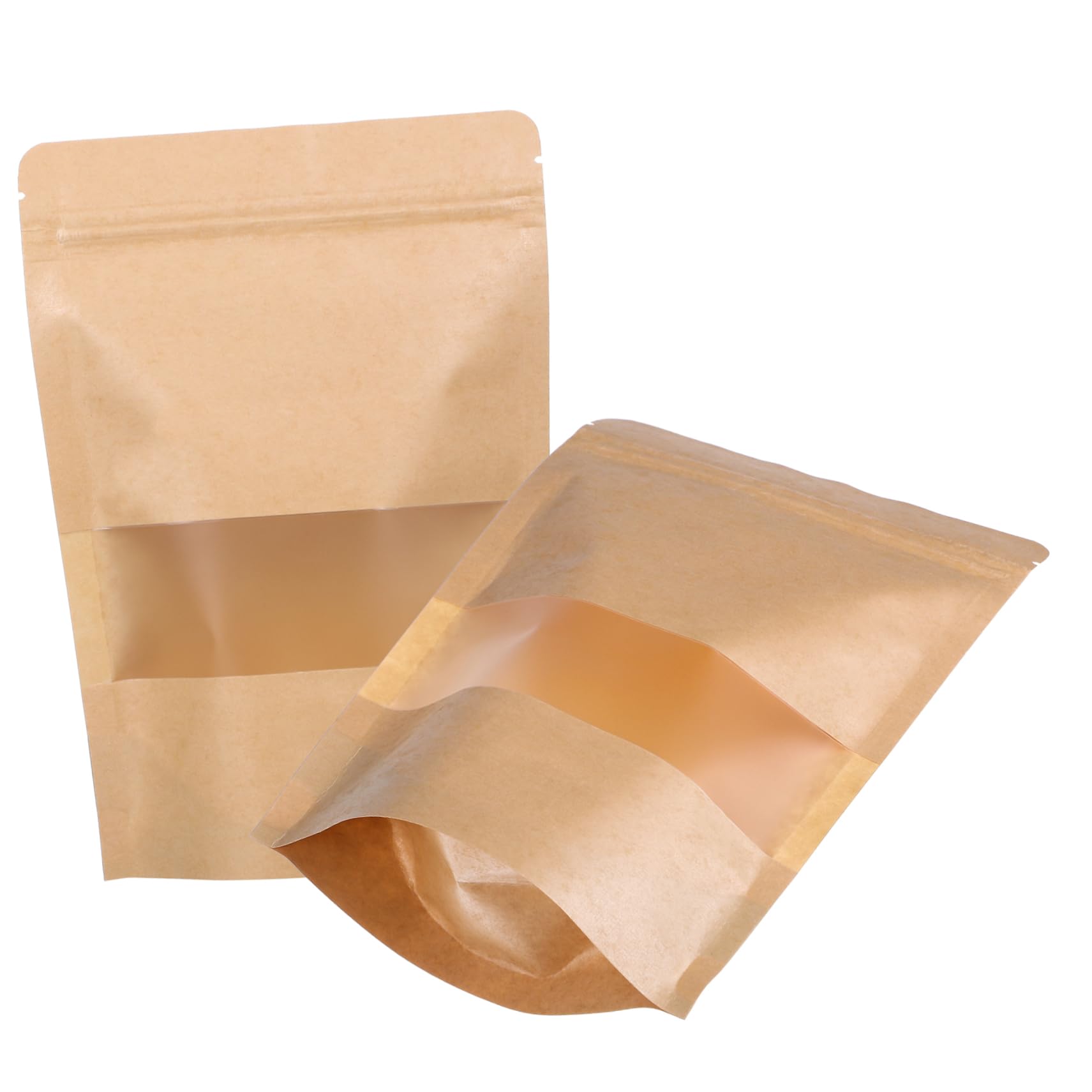 Veemoon 50 Pcs Resealable Kraft Paper Bags - Small Brown Bags for Tea, Coffee, Snacks & Small Business | Eco-Friendly Packaging for Retail, Gifts & Storage
