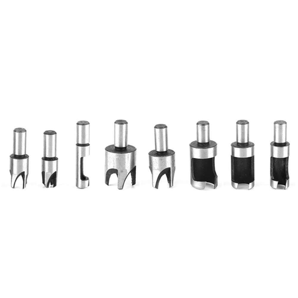 8-Piece Wood Plug Cutter Set - High Carbon Steel Woodworking Hole Cutters with Straight & Chamfered Edges - Professional Drill Bit Kit for Bench Drills & Electric Hand Drills - Perfect for DIY Projects, Furniture Repair & Woodworking Crafts