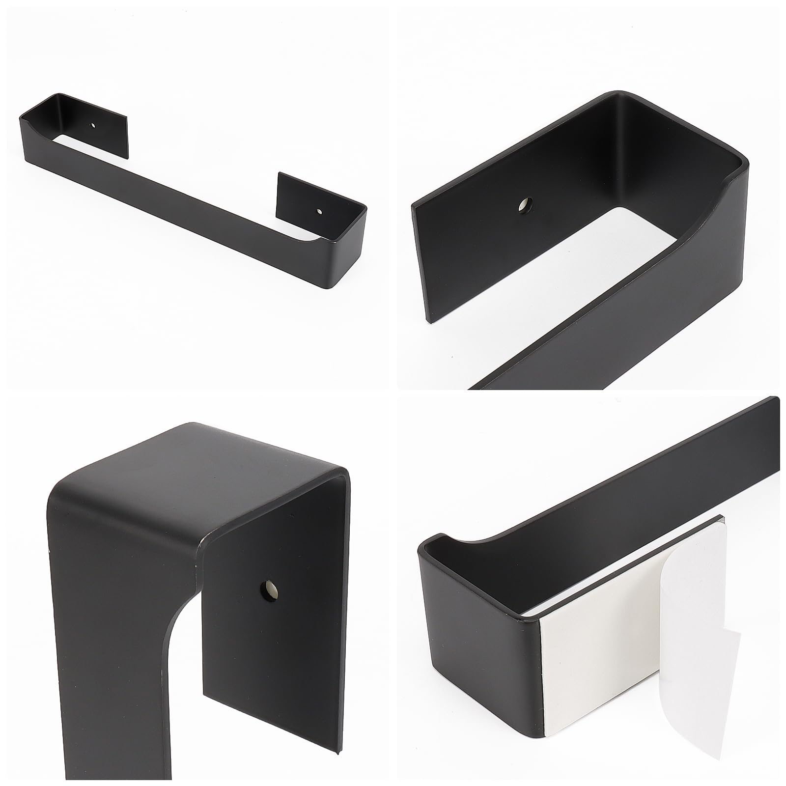 NearMoon Self-Adhesive Stainless Steel Hand Towel Holder - 12 Inch Matte Black Wall Mounted Towel Ring for Bathroom & Kitchen - Rustproof, No Drill Installation - Perfect for Small Spaces & Rental Homes