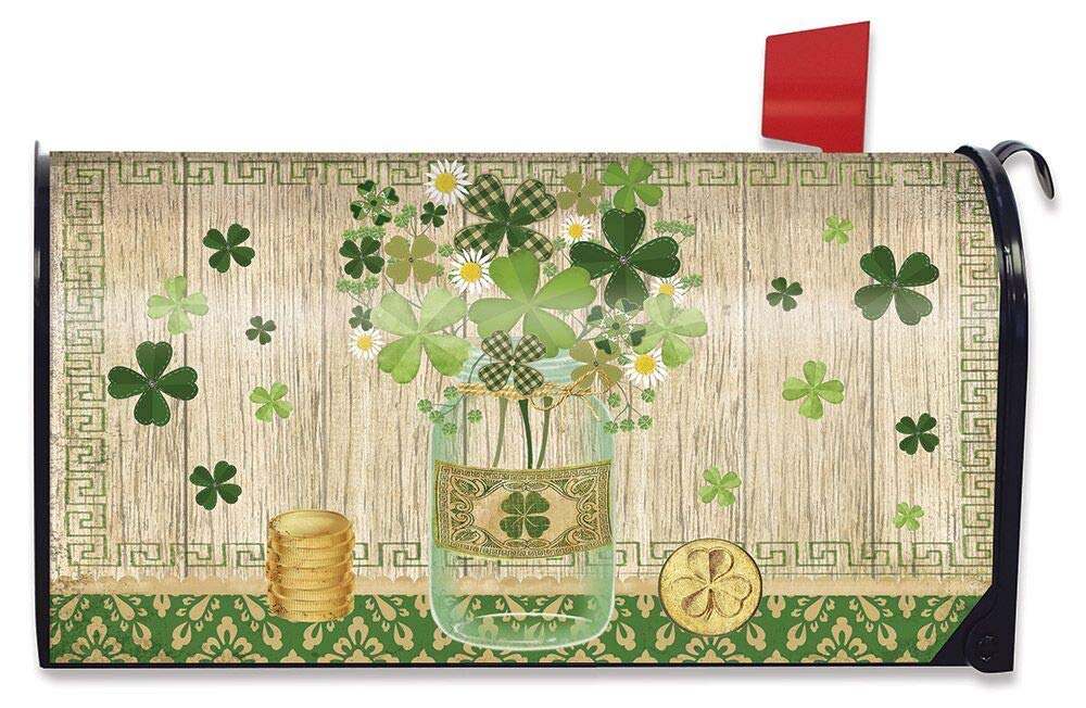 Lucky Clovers Magnetic Mailbox Cover for St. Patrick's Day - Shamrock Decor for Standard Mailboxes | Outdoor Home & Garden Decoration, Seasonal Holiday Display
