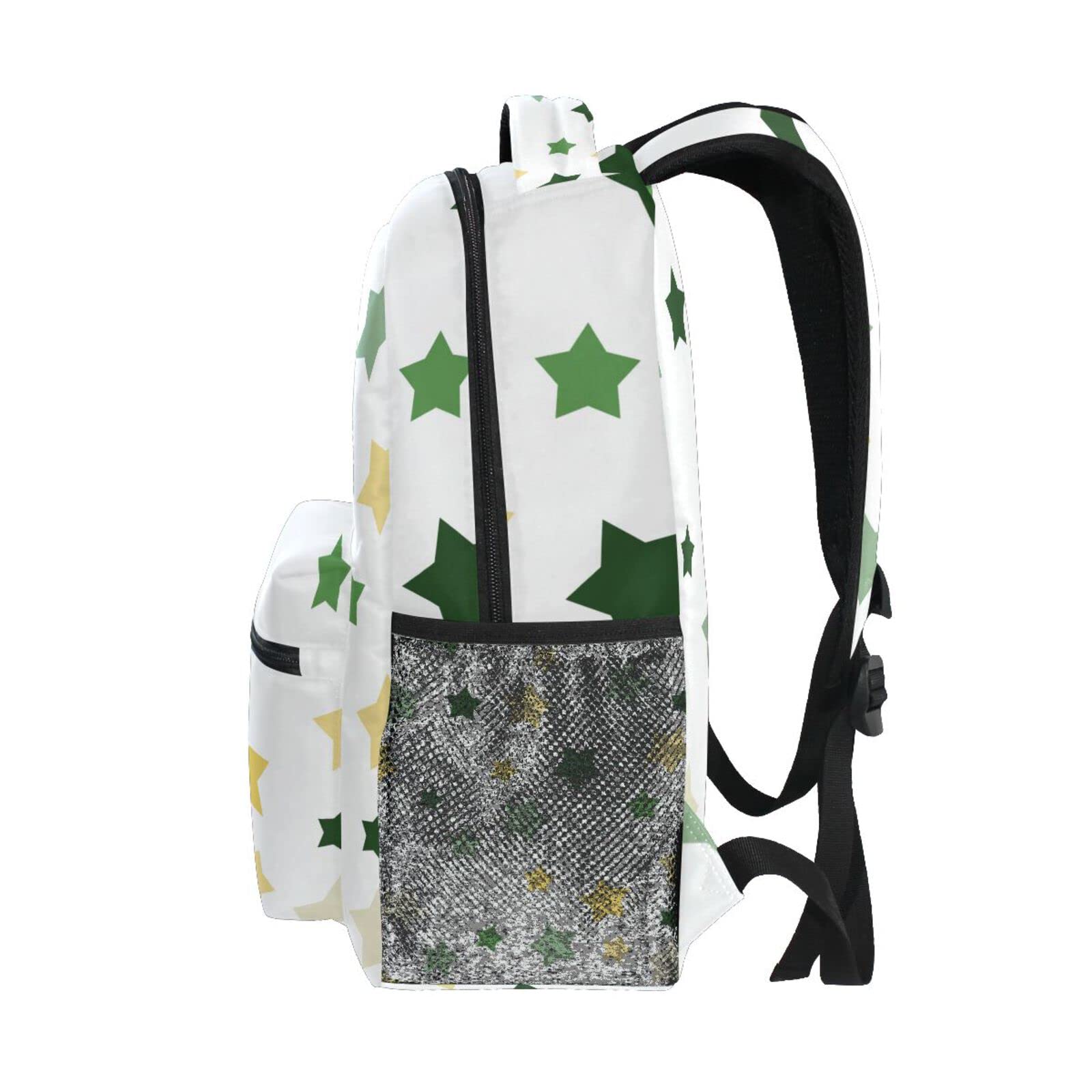 Acpiggto Colorful Stars & Polka Dots Backpack - Large Daypack with Laptop Compartment, Green Yellow White Rucksack for School, Travel & Work - Durable Shoulder Bag Bookbag for Students & Professionals