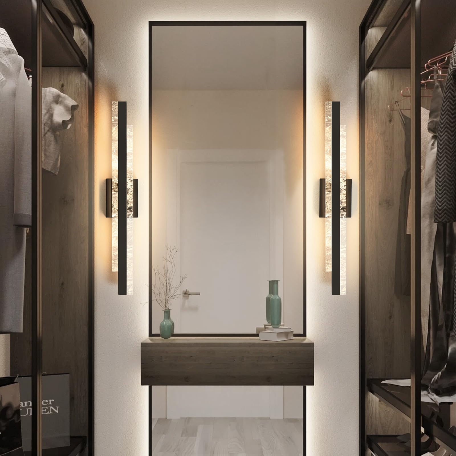HAHZT 27 Inch Matte Black Dimmable LED Bathroom Vanity Light - 28W Wall Sconce for Mirror, Painting & Cabinet Lighting (3000K Warm White) - Perfect for Modern Bathrooms, Bedrooms & Art Galleries