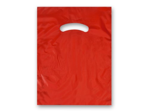 Premium 9x12 Inch Red Super Gloss Plastic Bags - 1.25 Mil Thick, Recycled Material (Pack of 1000) - Ideal for Retail, Gift Wrapping & Party Favors