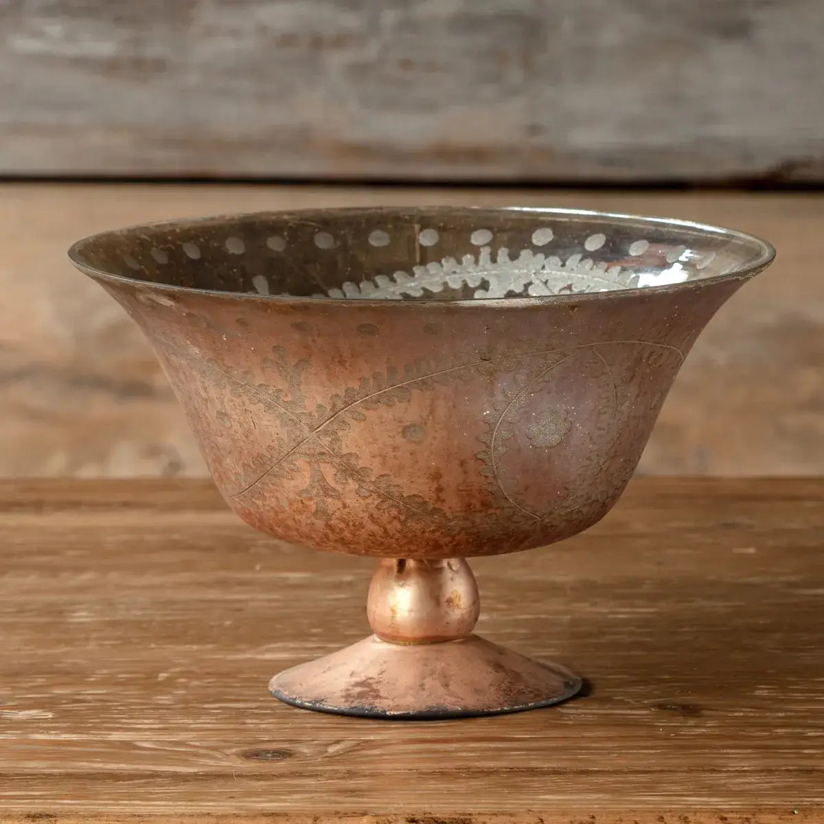 Antique Copper Etched Compote Bowl Set - Vintage Serving Dish for Fruit, Desserts & Centerpieces - Perfect for Holiday Tables, Wedding Decor & Rustic Home Decor