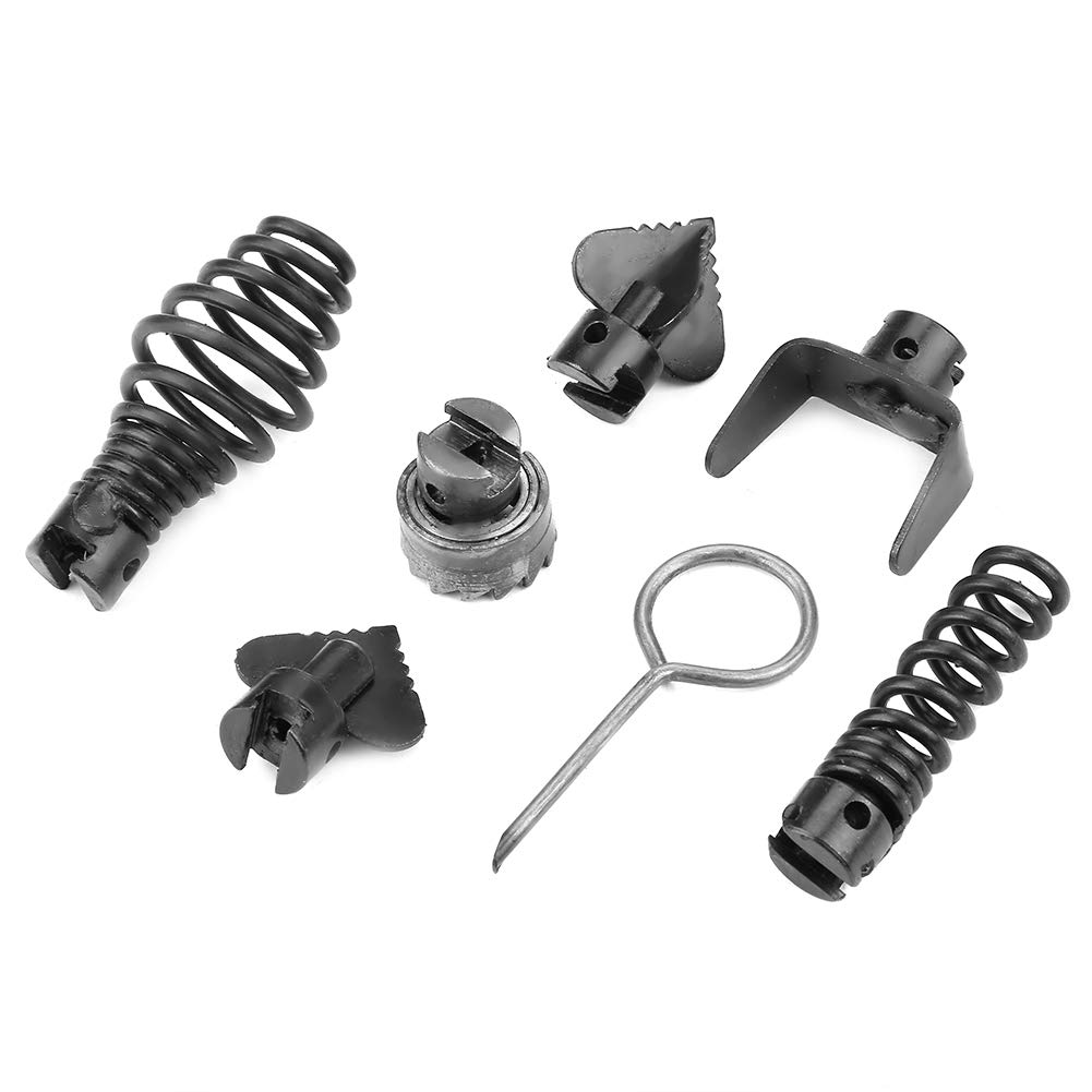 7-Piece Manganese Steel Drain Cleaner Kit with Cutter Heads - Heavy Duty Sewer Snake Machine for Pipe Dredging & Clog Removal - Perfect for Home Plumbing, Commercial Maintenance & Emergency Drain Cleaning
