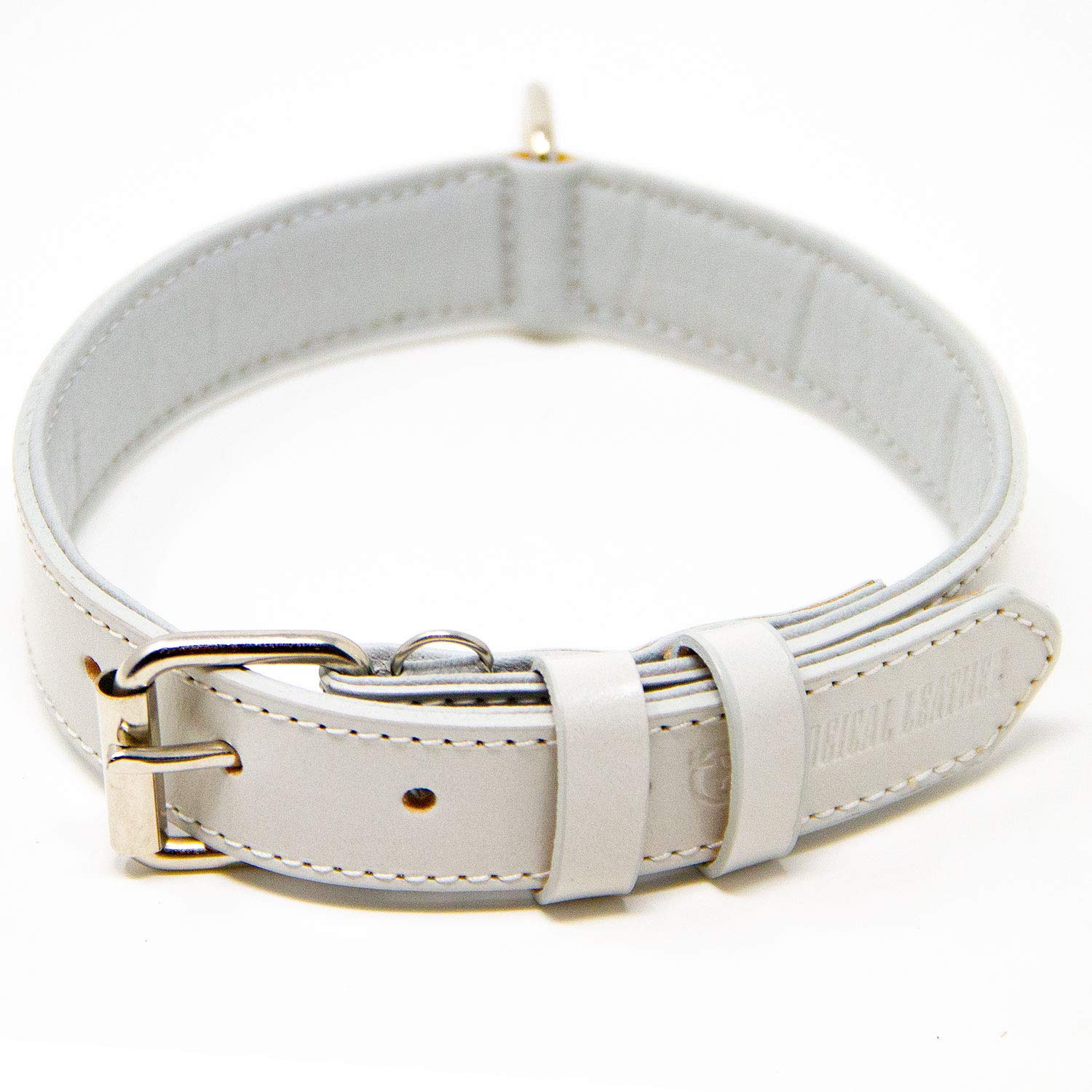 Premium Genuine Leather Dog Collar for Medium Dogs - Soft Padded Full Grain Leather Pet Collar with Durable Buckle (Grey, Size M) - Perfect for Daily Walks, Training & Outdoor Adventures