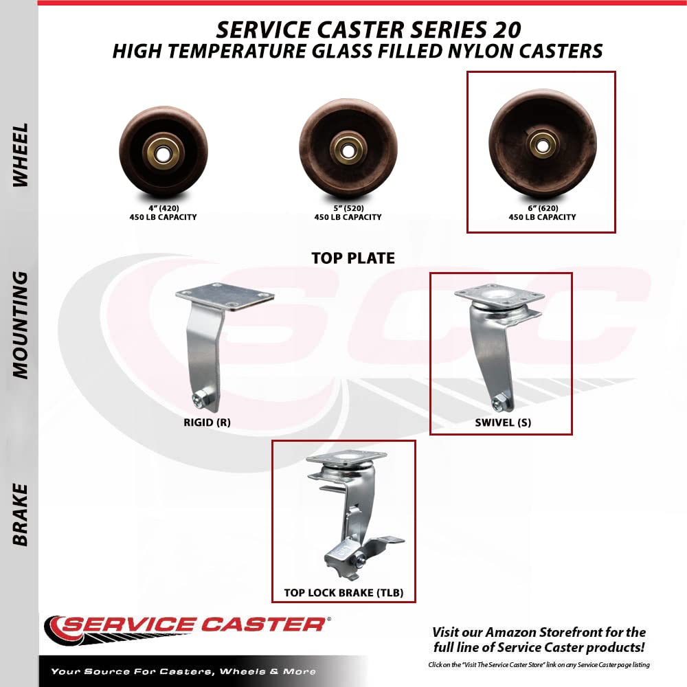 Heavy Duty Swivel Top Plate Caster Set - 6
