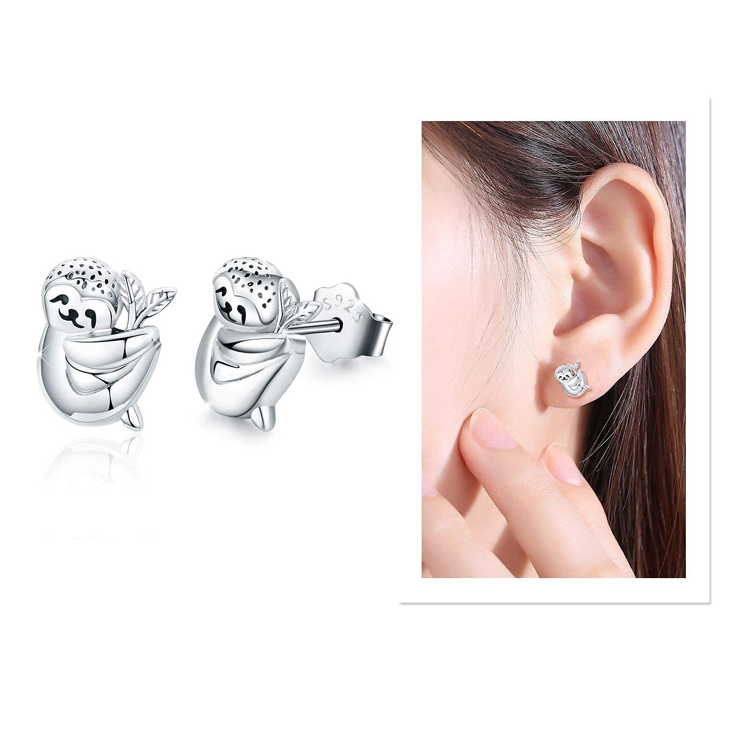 925 Sterling Silver Cute Animal Stud Earrings - Panda/Koala/Sloth Hypoallergenic Jewelry for Women & Girls | Perfect Gift for Sensitive Ears, Casual Wear & Special Occasions