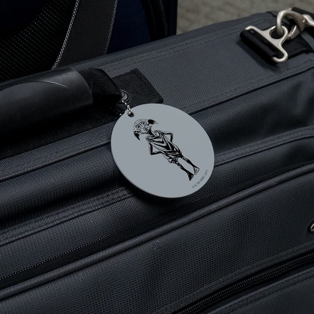Harry Potter Dobby Round Luggage ID Tag - Personalized Suitcase Name Tag for Carry-On Bags - Perfect for Travel, Cosplay & Harry Potter Fans